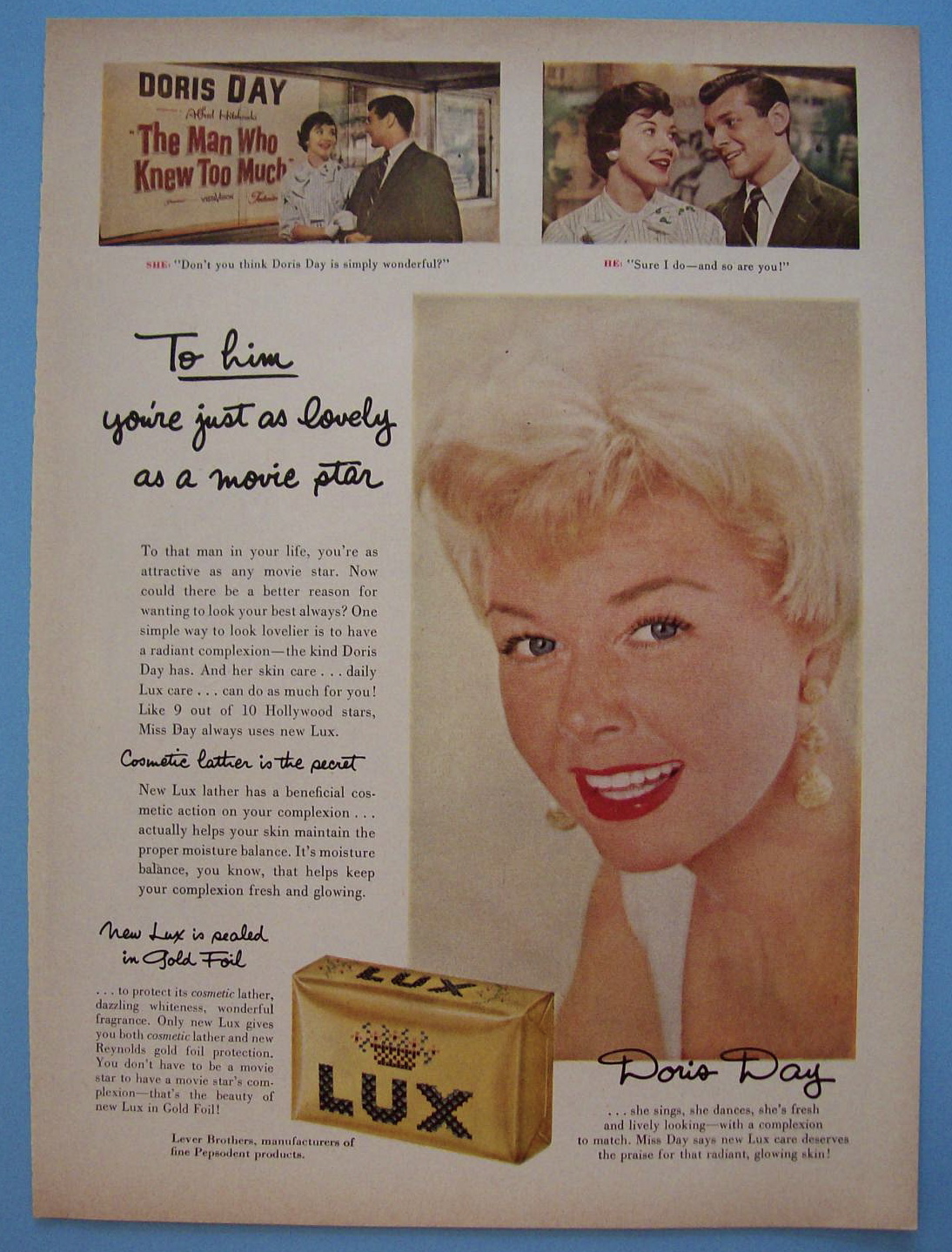 Vintage Ad: 1956 Lux Soap with Doris Day