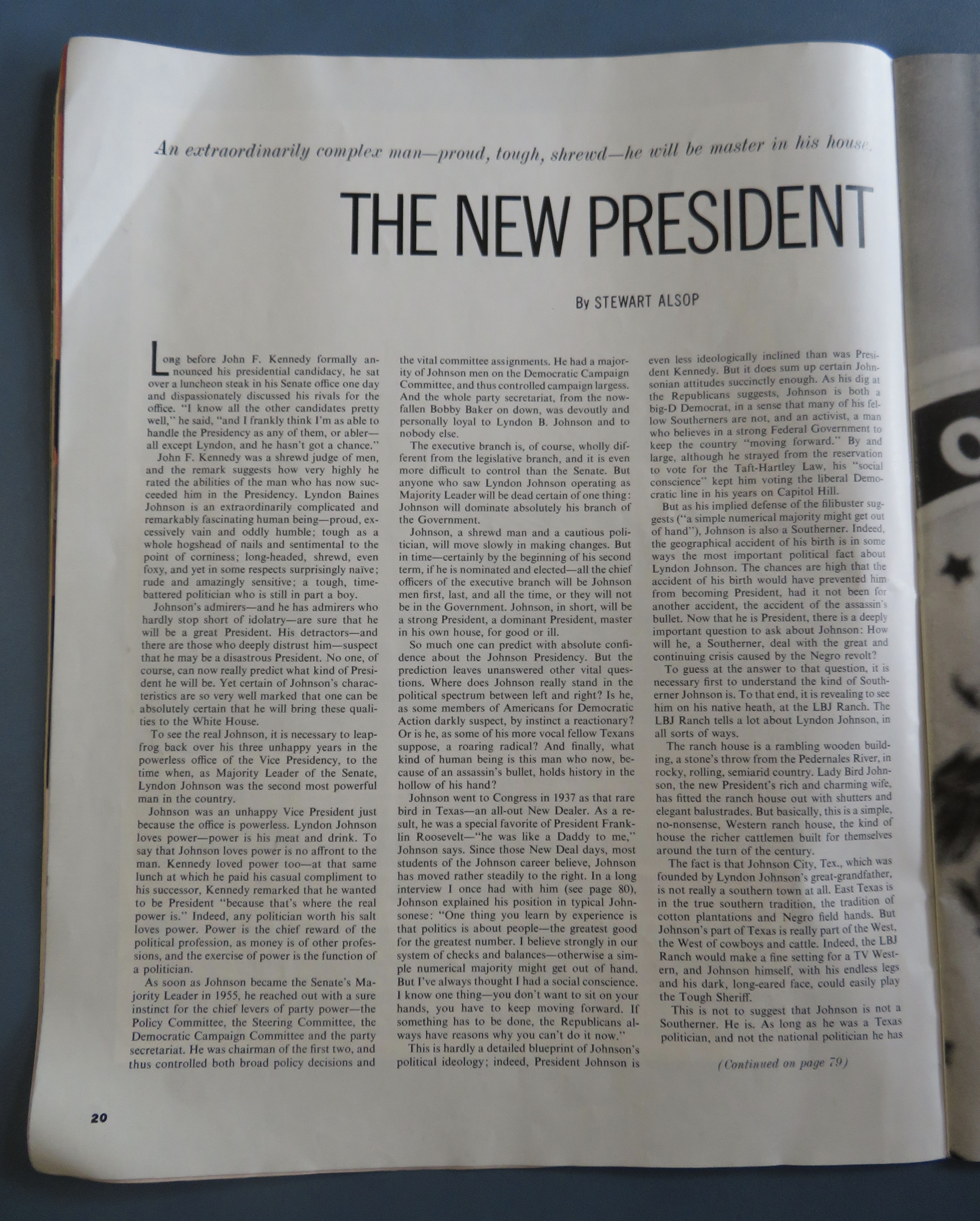 Saturday Evening Post Magazine December 14, 1963 JFK