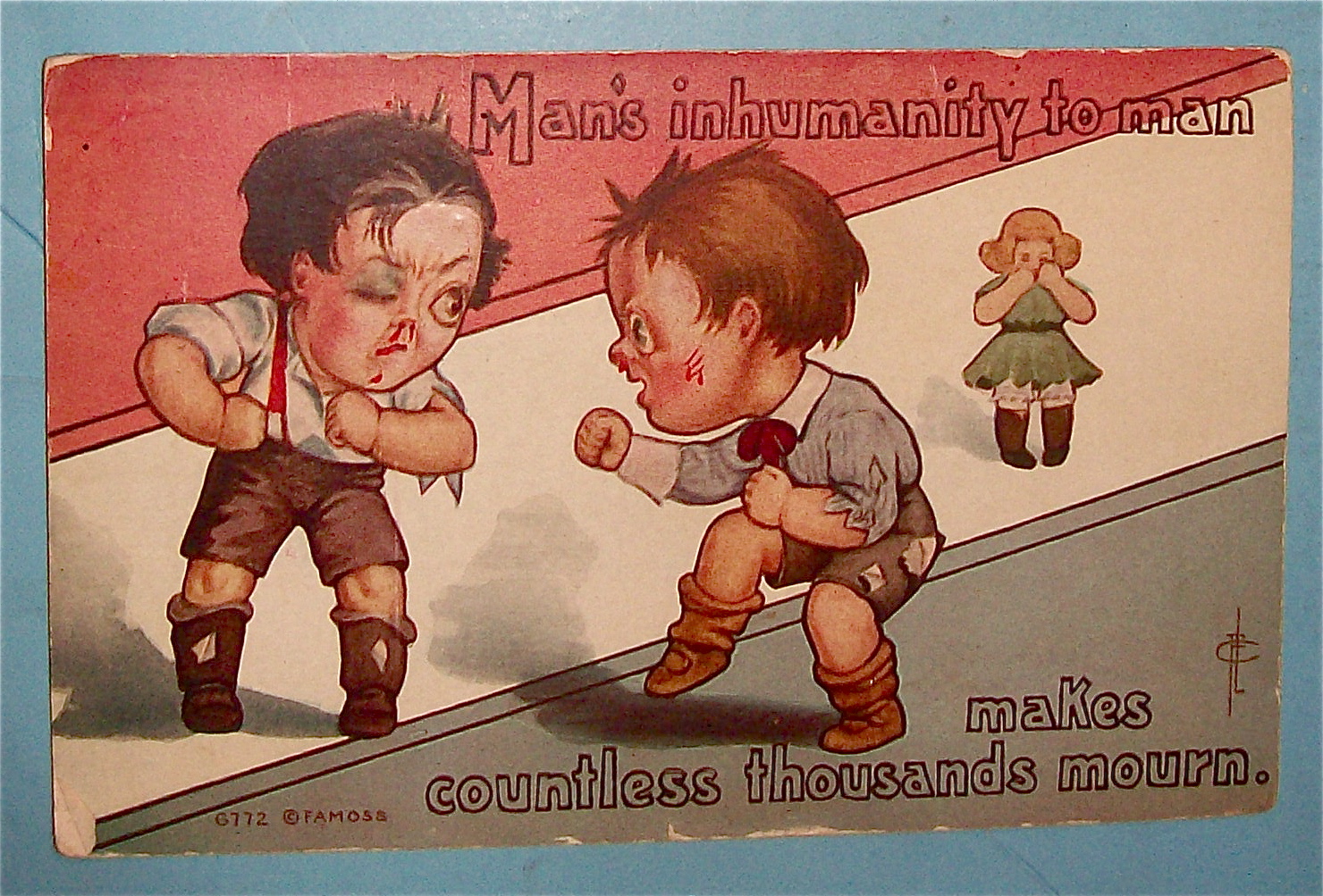 Man's Inhumanity To Man Postcard