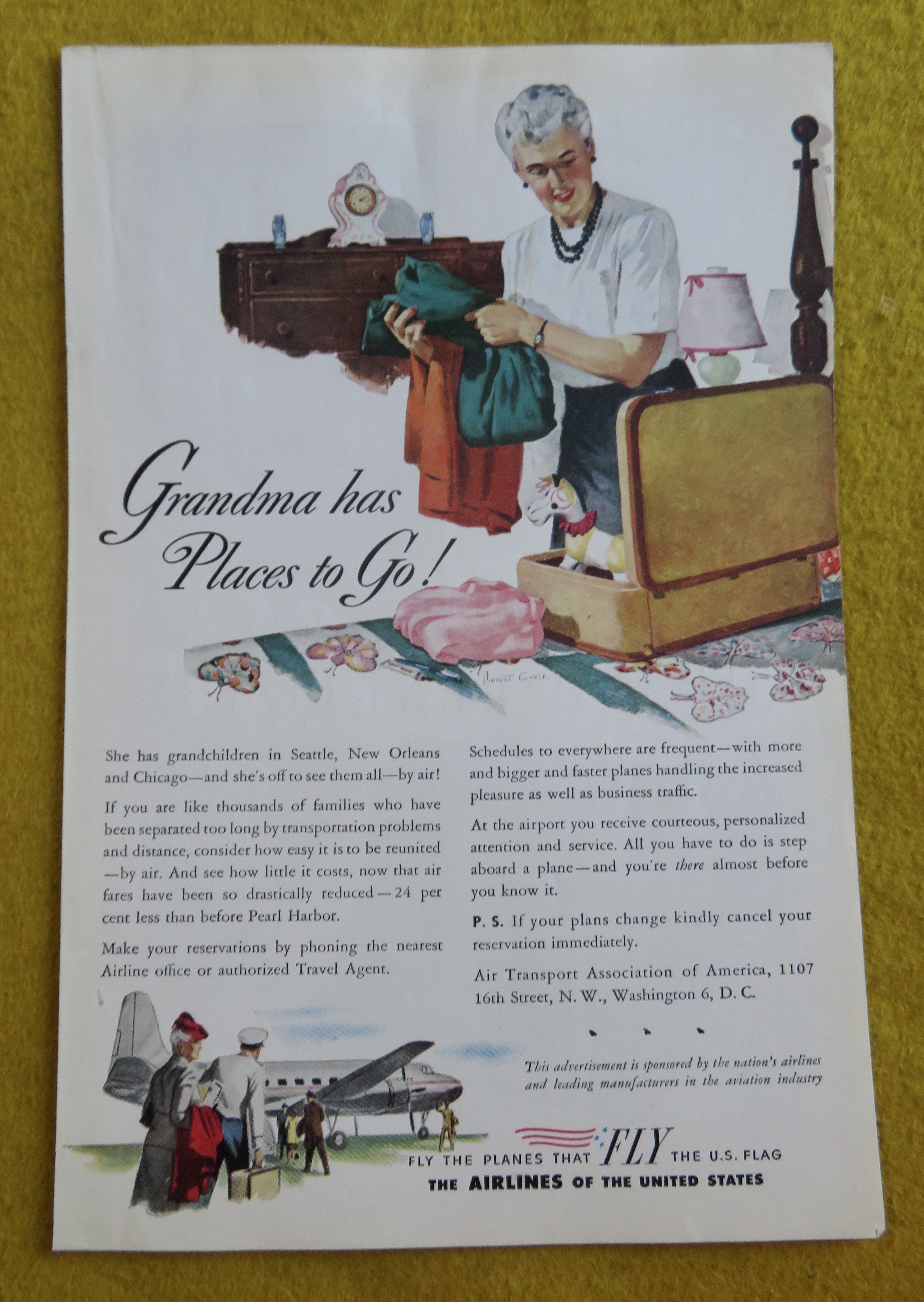 1946 Airlines of the United States with Grandma Packing