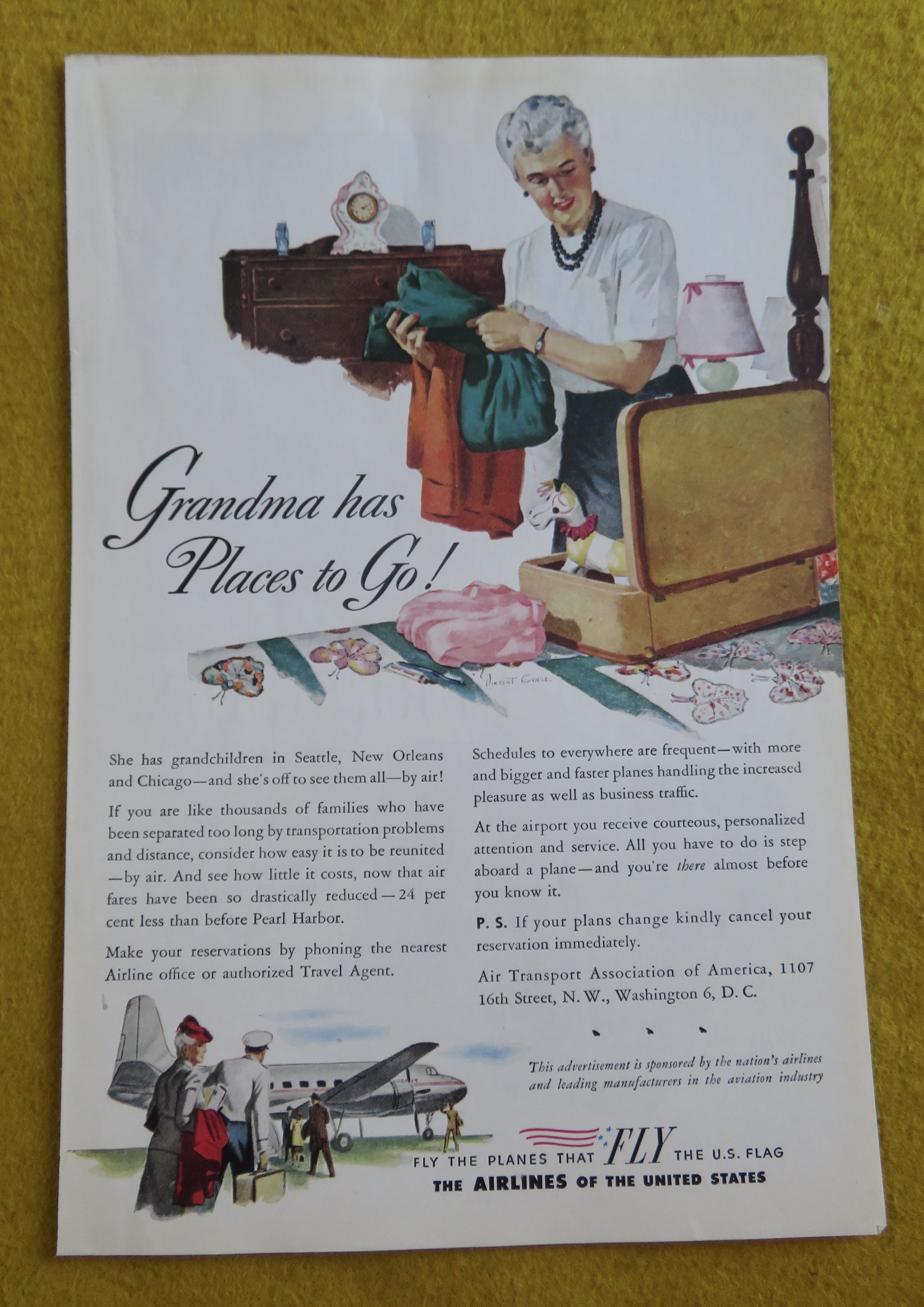 1946 Airlines of the United States with Grandma Packing