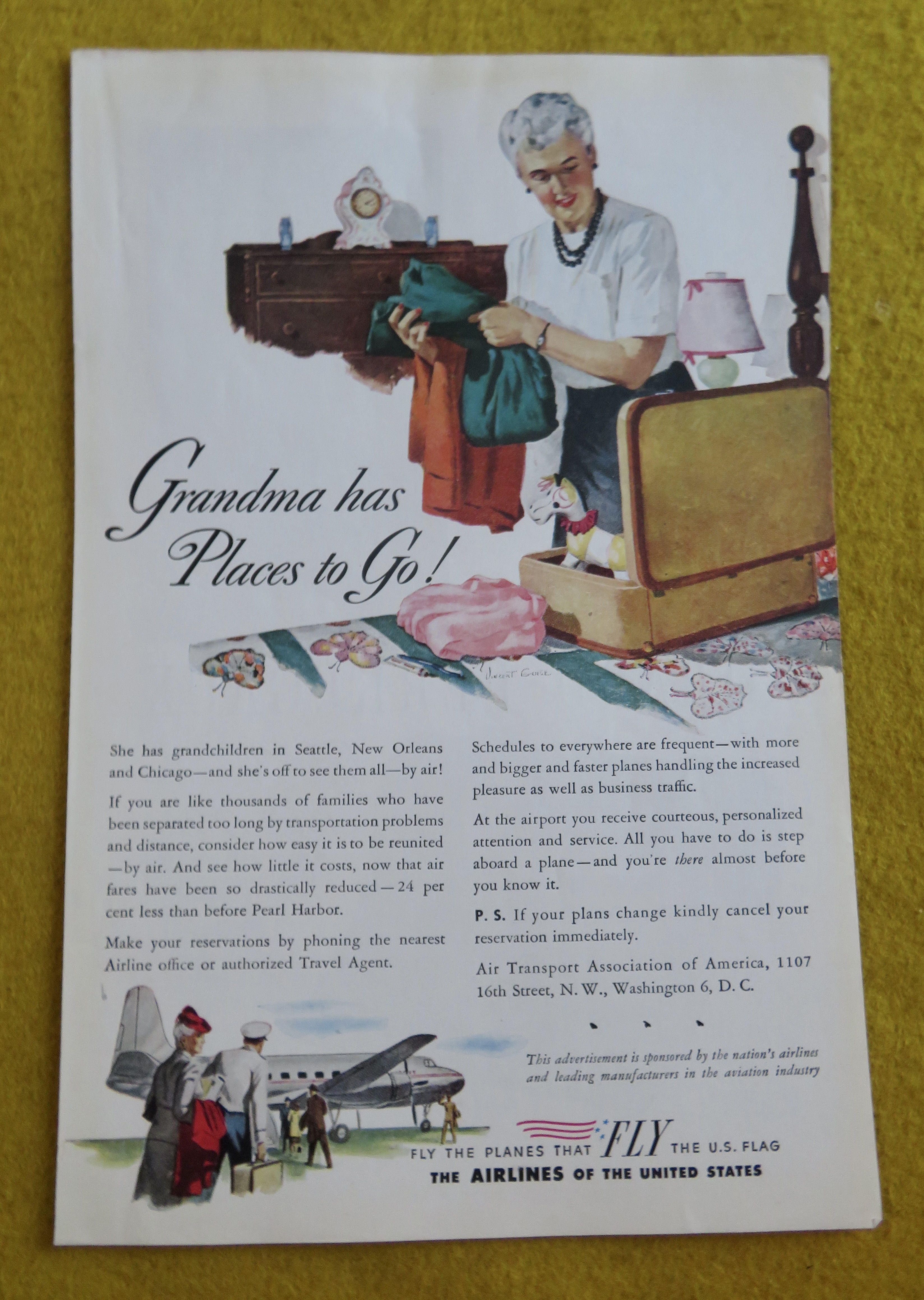 1946 Airlines of the United States with Grandma Packing