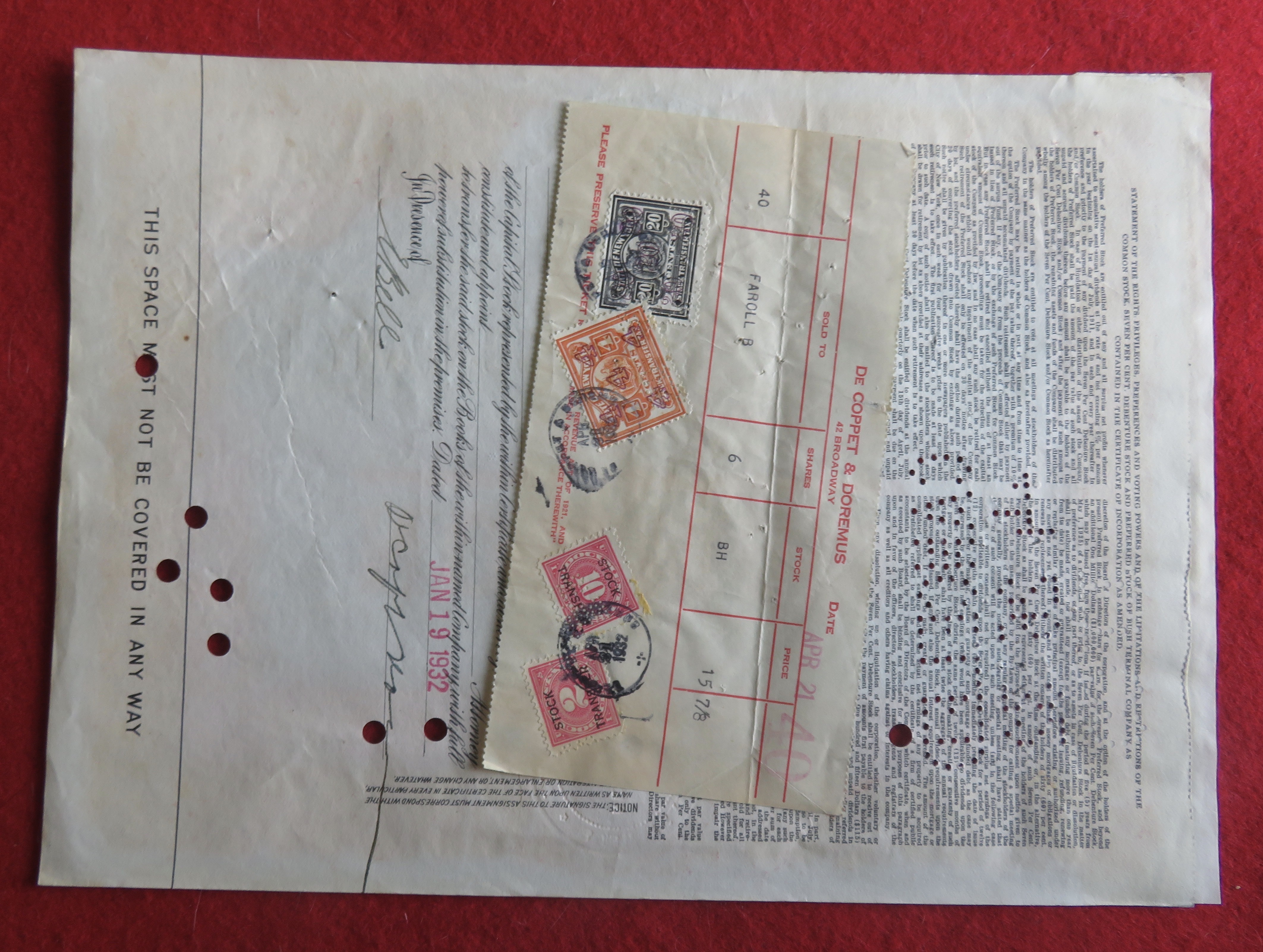 1932 Bush Terminal Company Stock Certificate