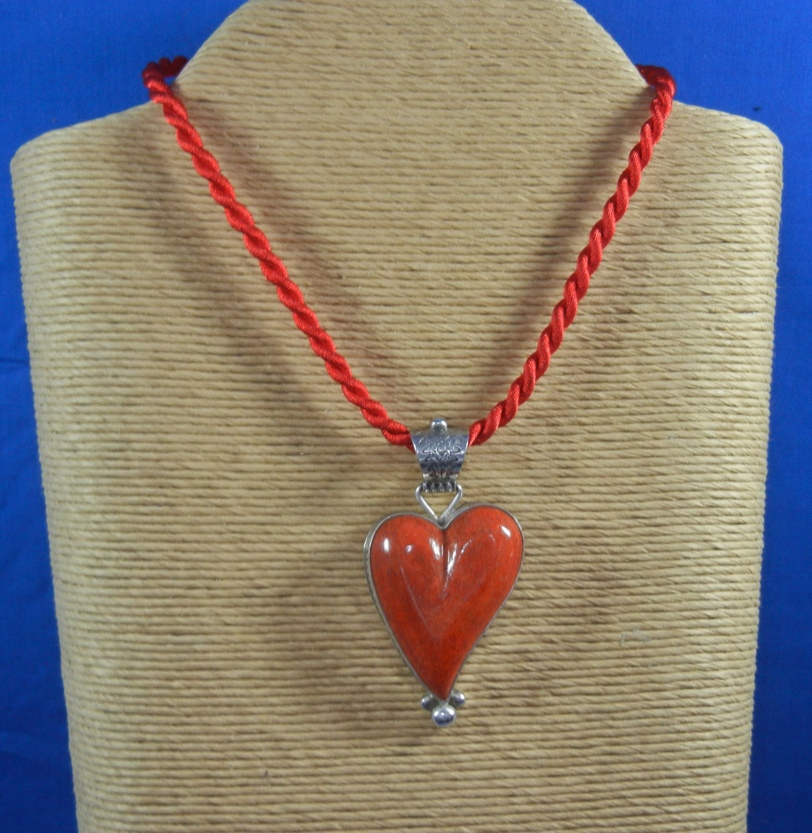 David Troutman Silver Creations Apple Coral Heart Penda