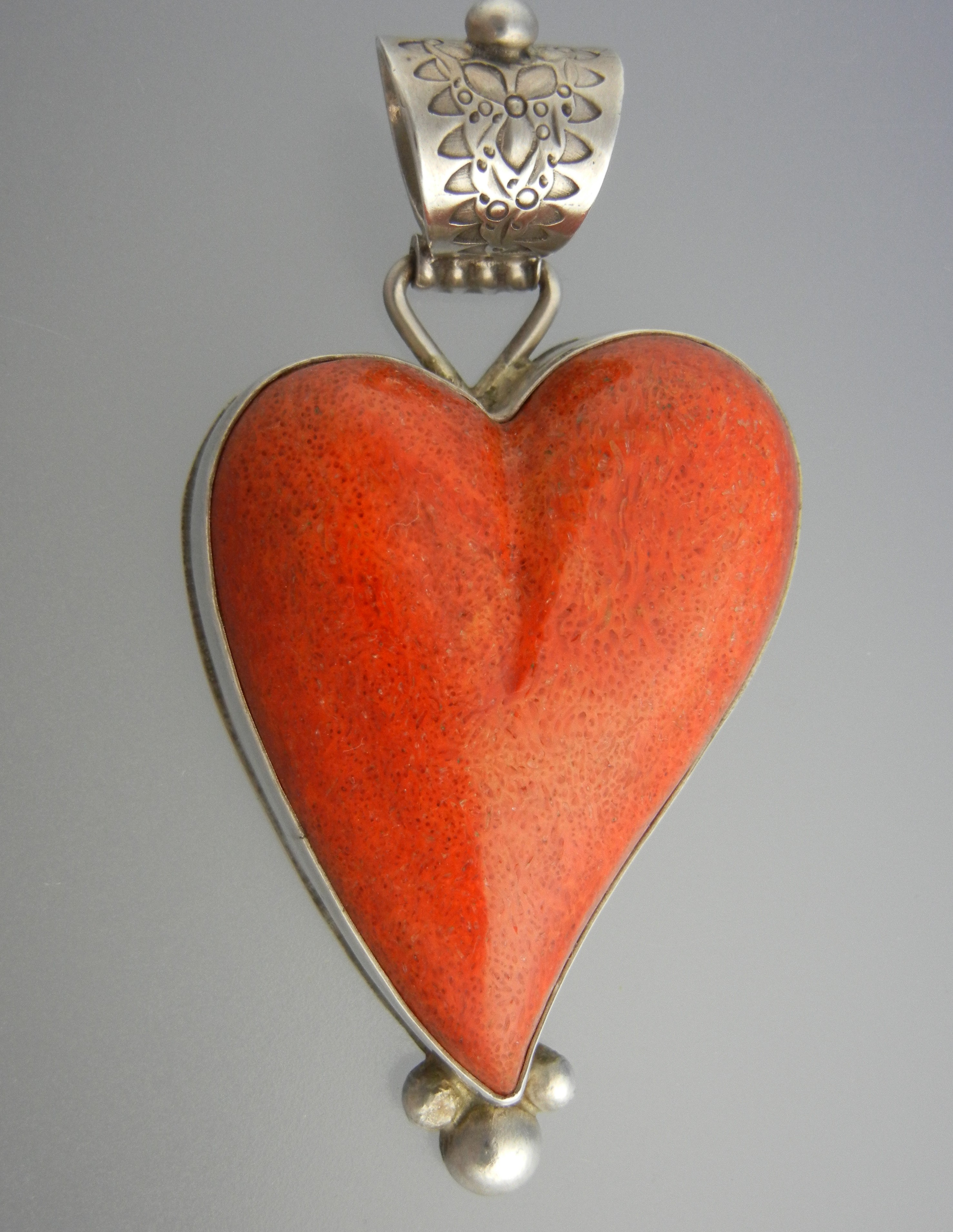 David Troutman Silver Creations Apple Coral Heart Penda