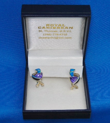 Opal Tanzanite CZ Sterling Silver Gold Vermeil Earrings