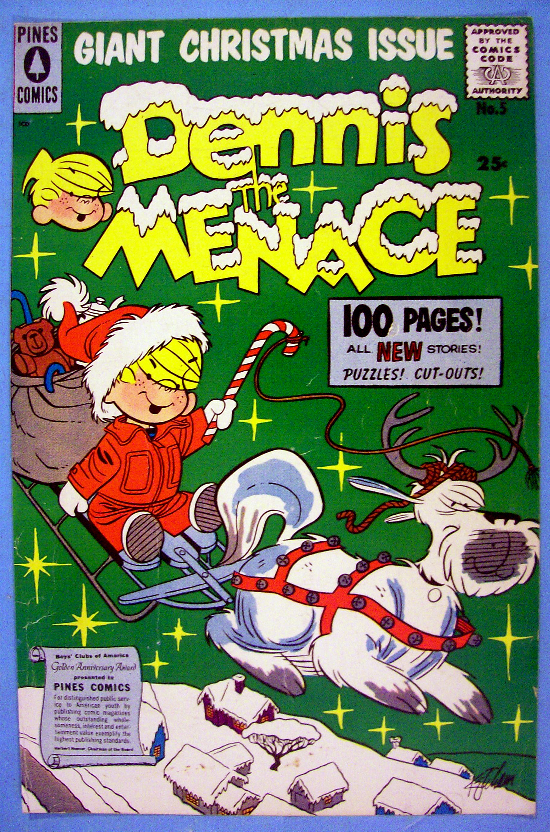 Dennis the Menace Comic Cover #5 1957 Christmas Cover