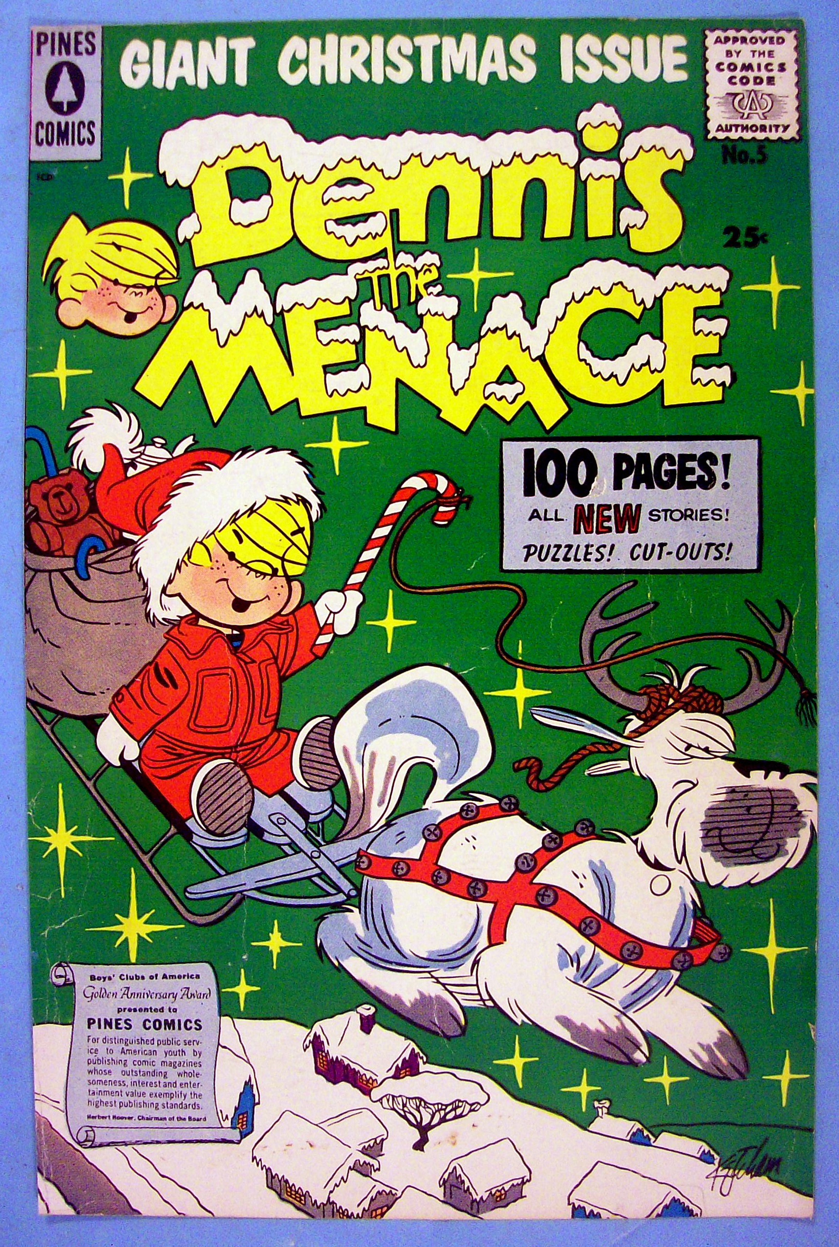 Dennis the Menace Comic Cover #5 1957 Christmas Cover