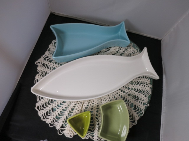Fish Divided Serving Dish four sections marked Red Envelope