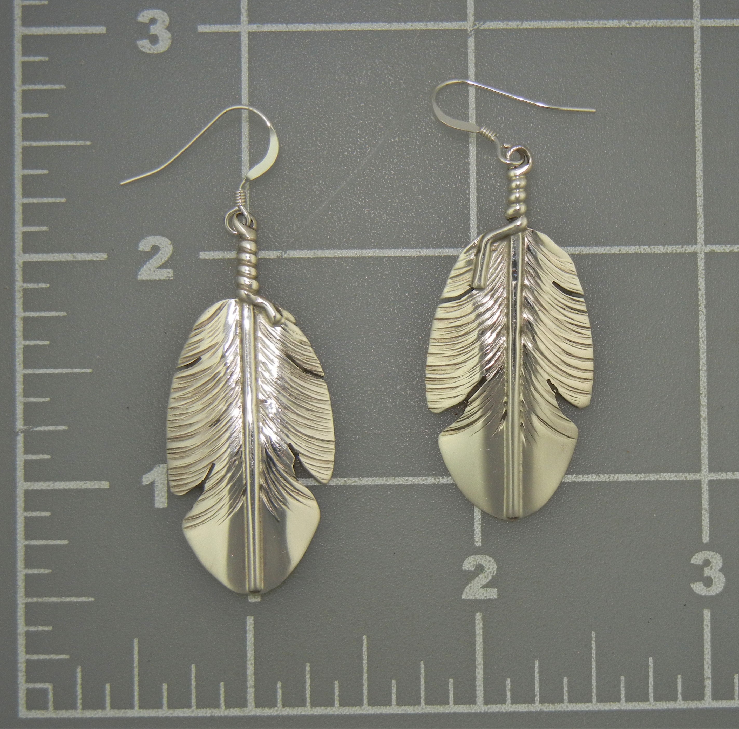 Ben Begay Navajo Sterling Silver Feather Earrings