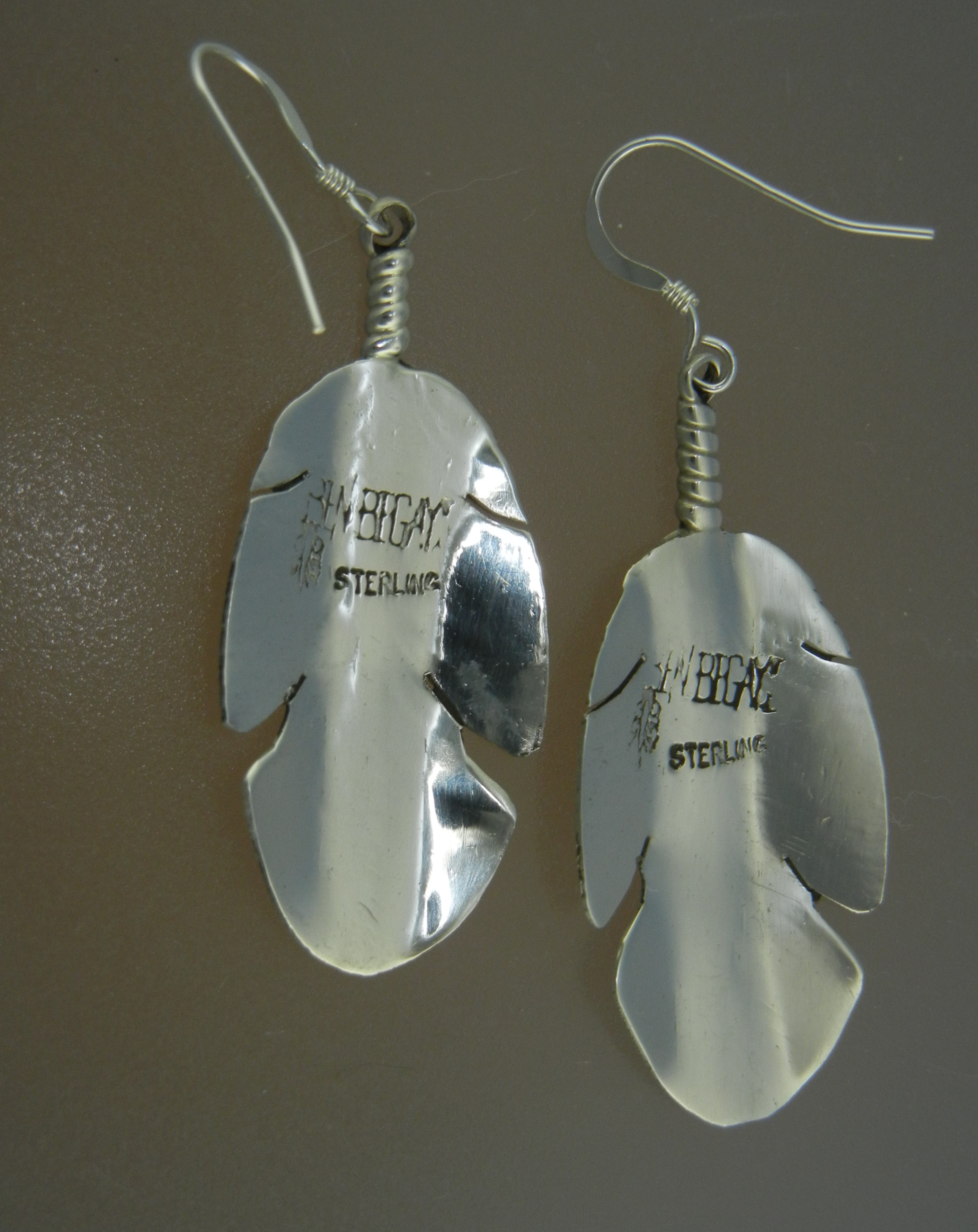 Ben Begay Navajo Sterling Silver Feather Earrings