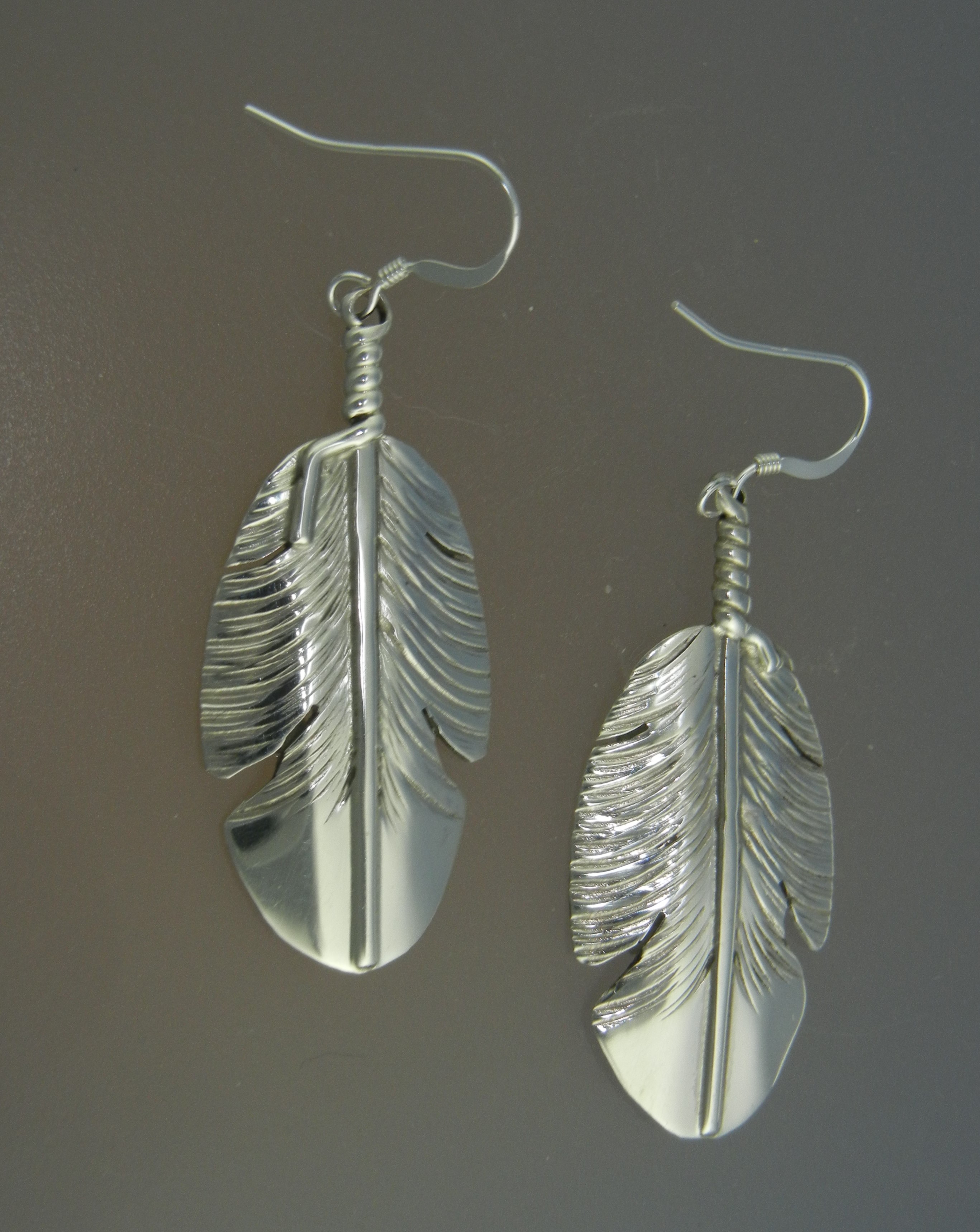 Ben Begay Navajo Sterling Silver Feather Earrings