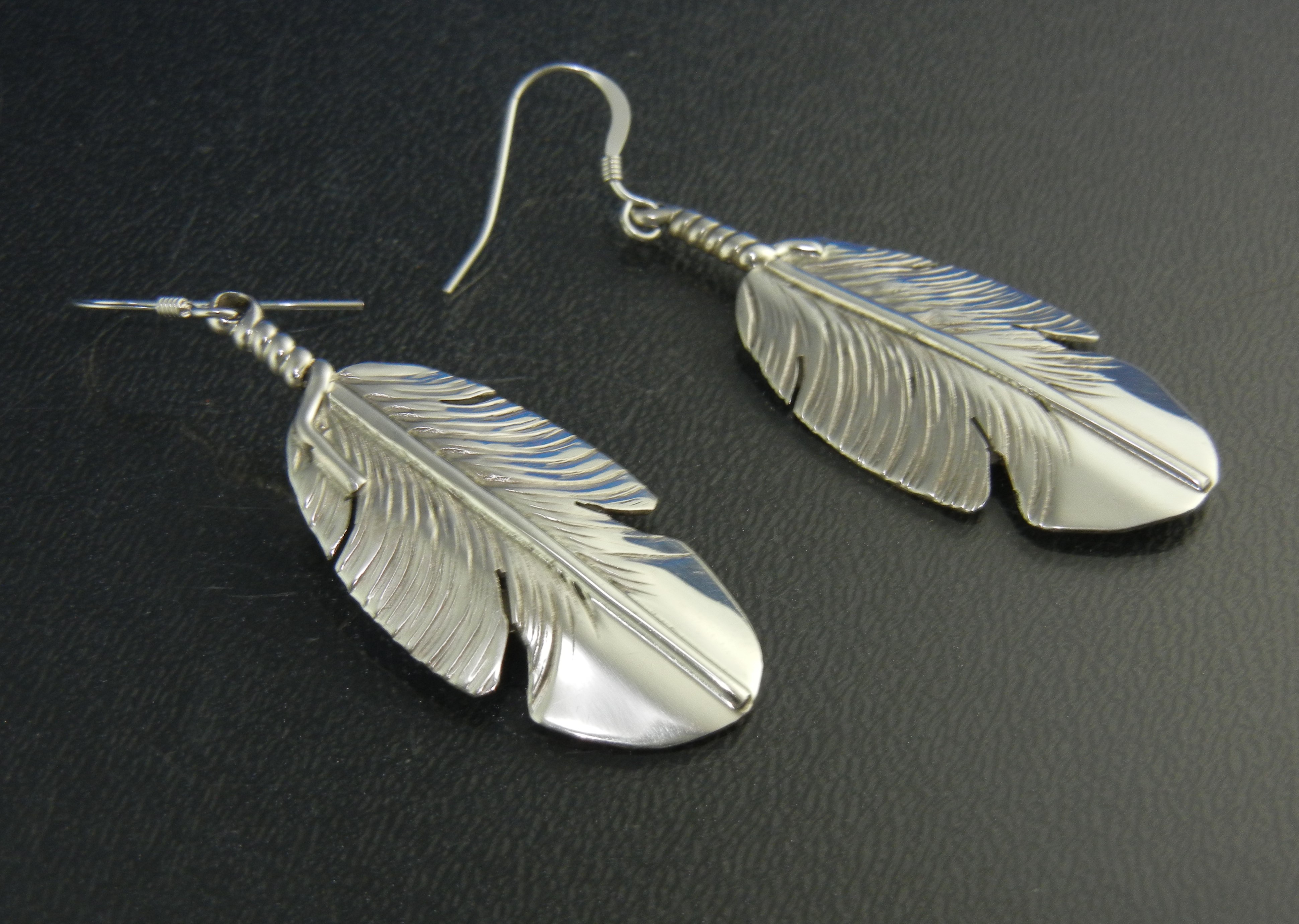 Ben Begay Navajo Sterling Silver Feather Earrings