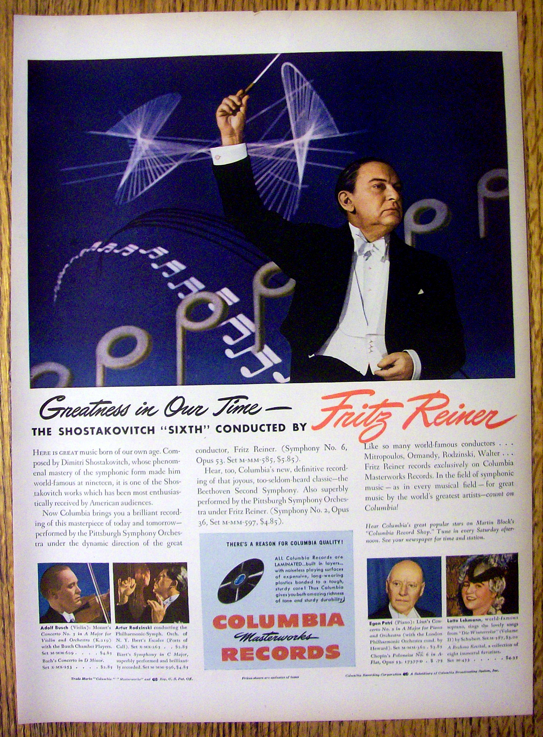 1946 Columbia Records with Fritz Reiner