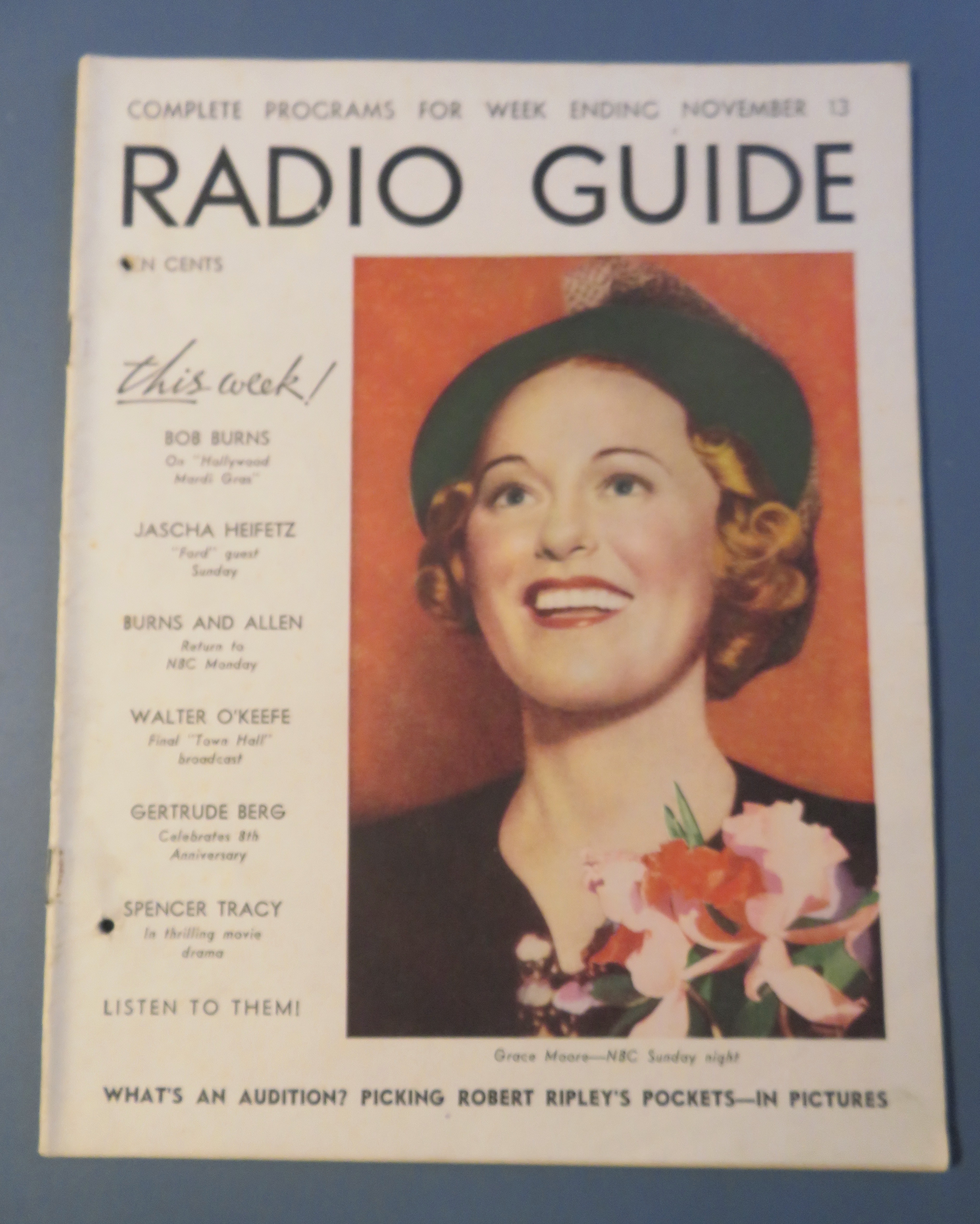Radio Guide Magazine November 13, 1937 Grace Moore
