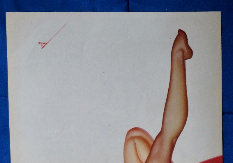 Original 1945 Sexy Pin Up Girl Wearing A Red Dress While Laying On Her Back While On The Telephone By George Petty