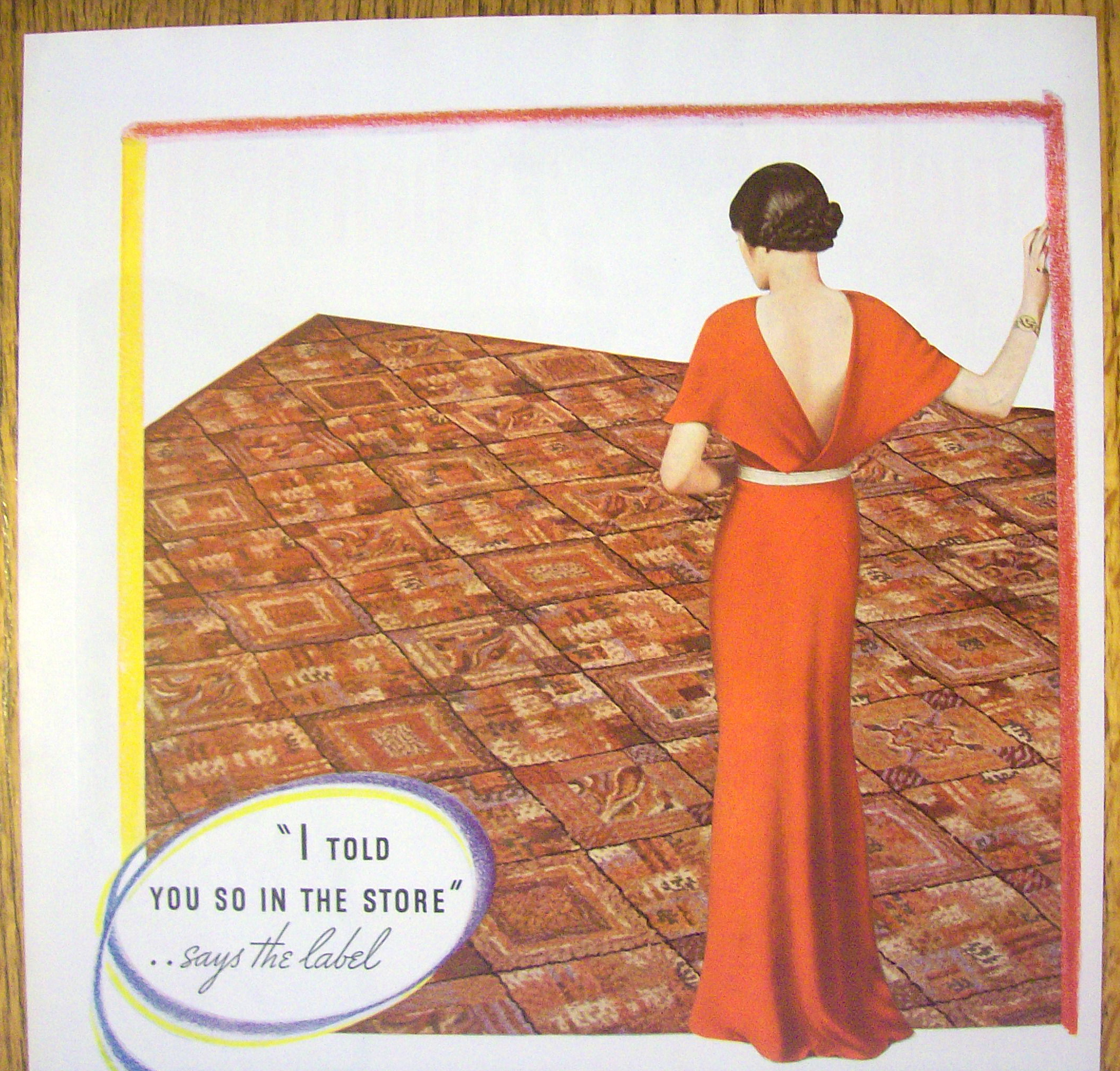 1934 Bigelow Weavers with Woman Looking at Rug