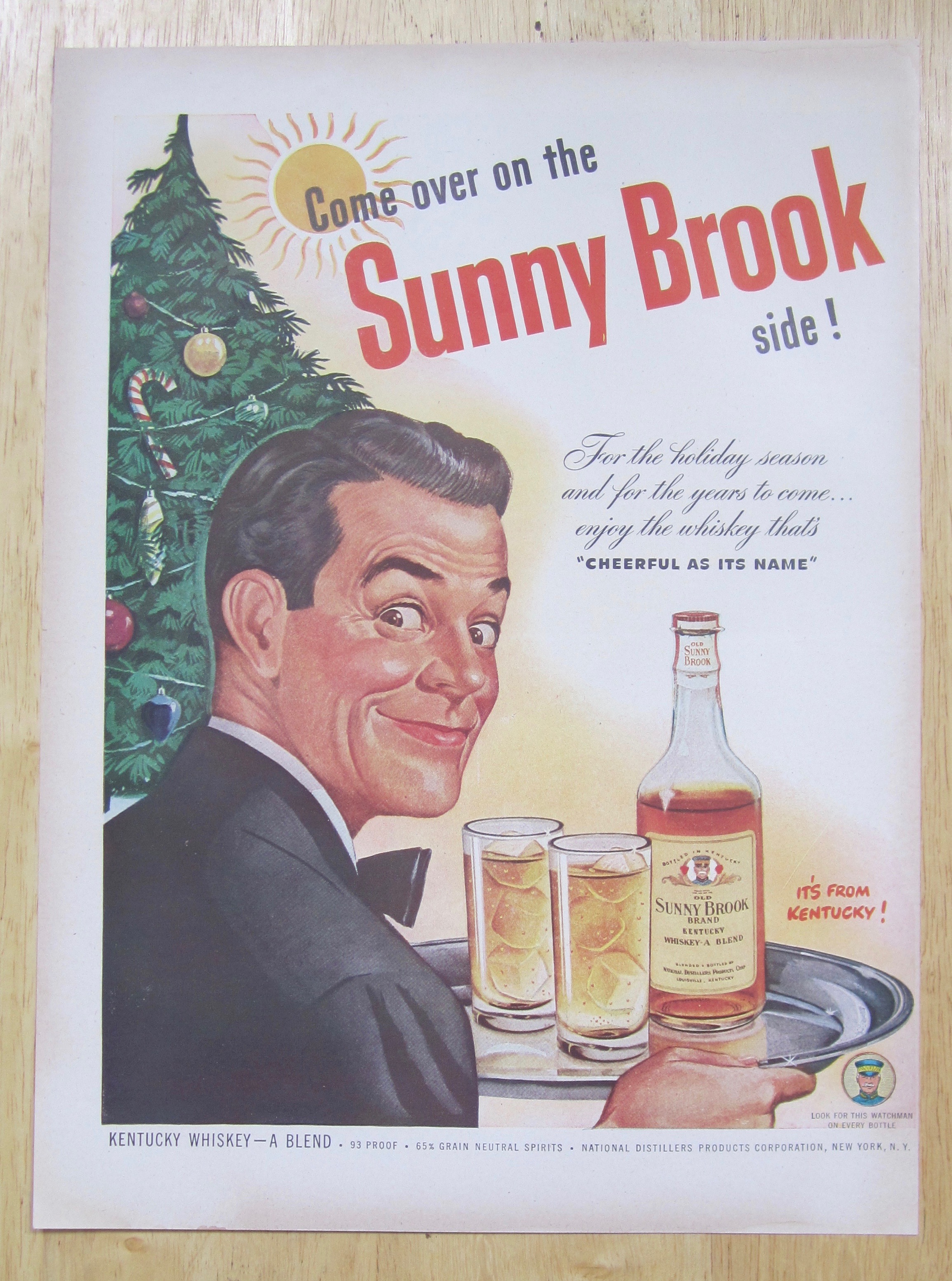 1947 Sunny Brook Whiskey with Man Serving Whiskey