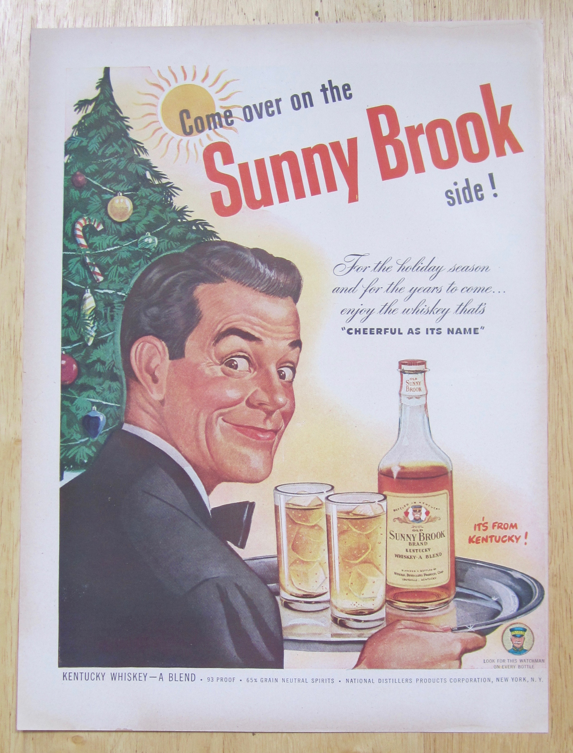 1947 Sunny Brook Whiskey with Man Serving Whiskey