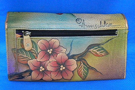 Anuschka Love Birds Hand Painted Check Book Wallet
