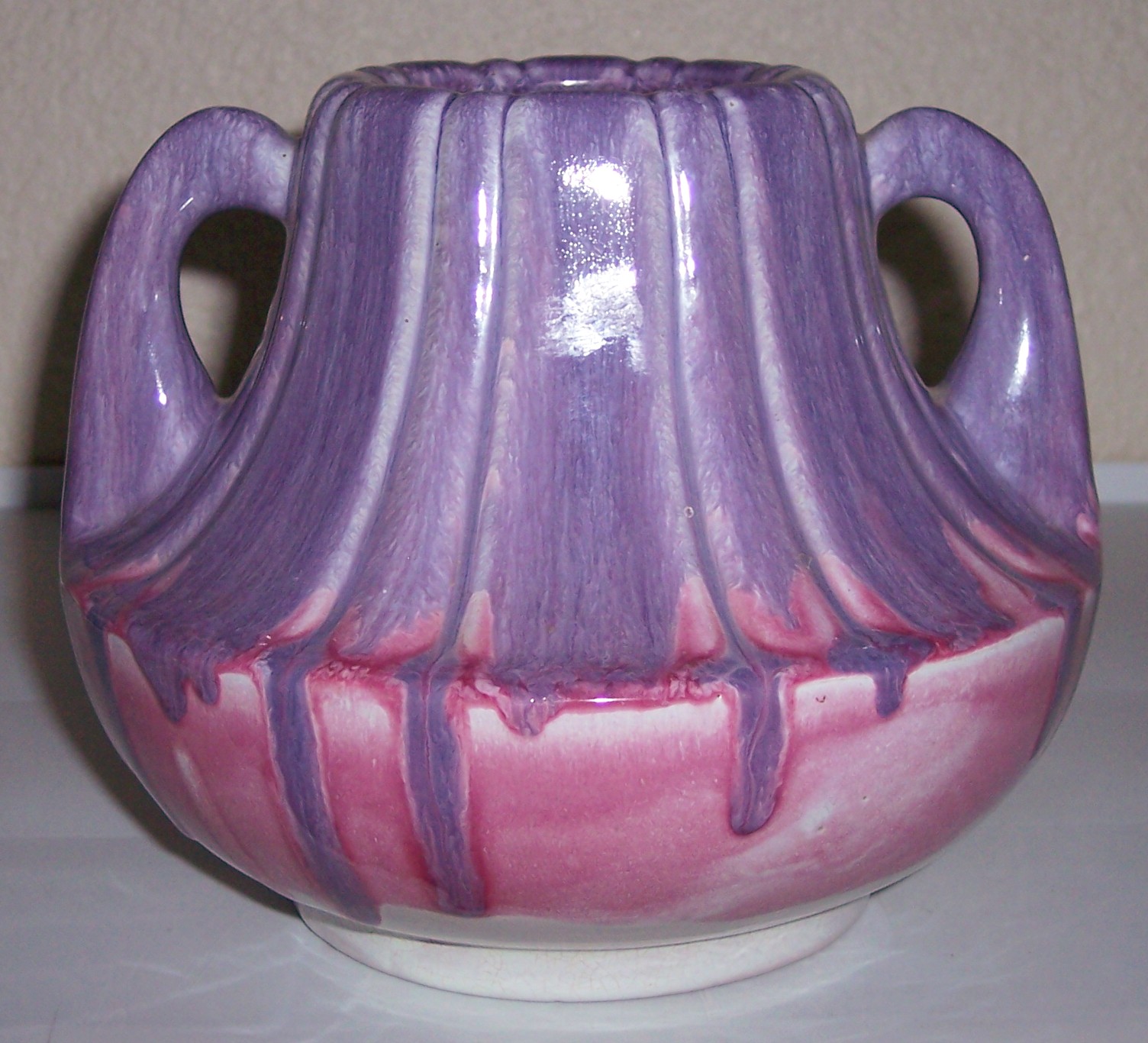 Cliftwood Art Pottery Lavender/Rose Two Handle Vase!