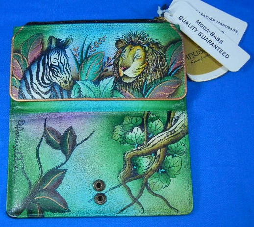 Anuschka Hand Painted African Adventure Check Book Wall