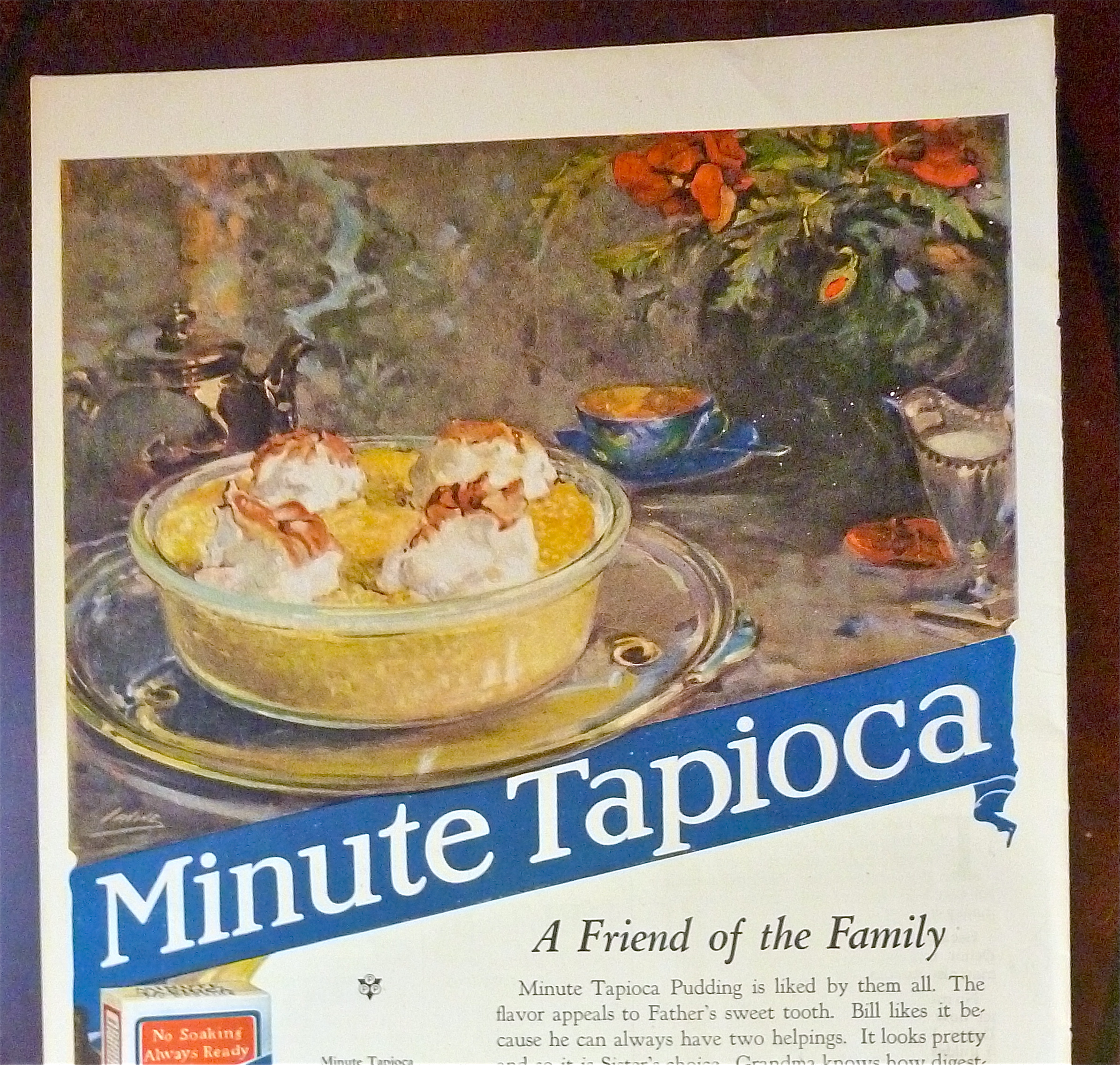 1922 Minute Tapioca with Bowl Of Tapioca Pudding