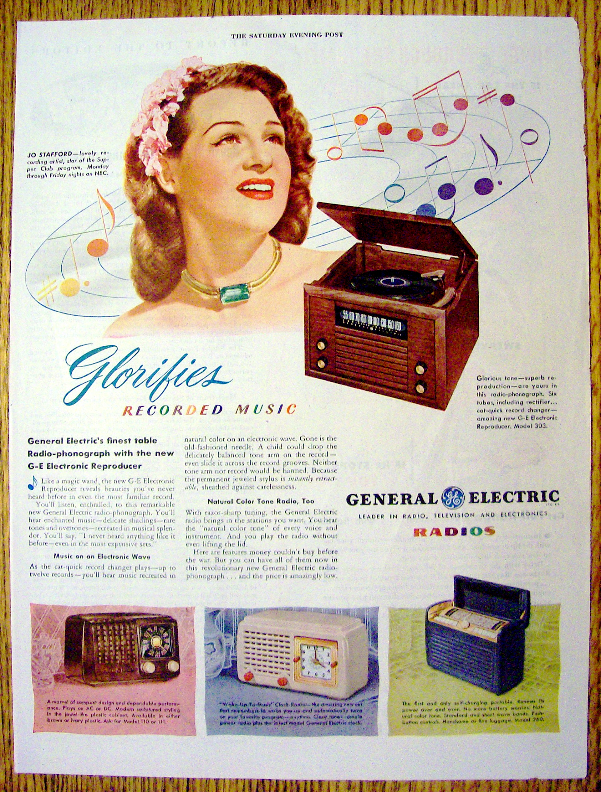 1946 General Electric Radio with Jo Stafford