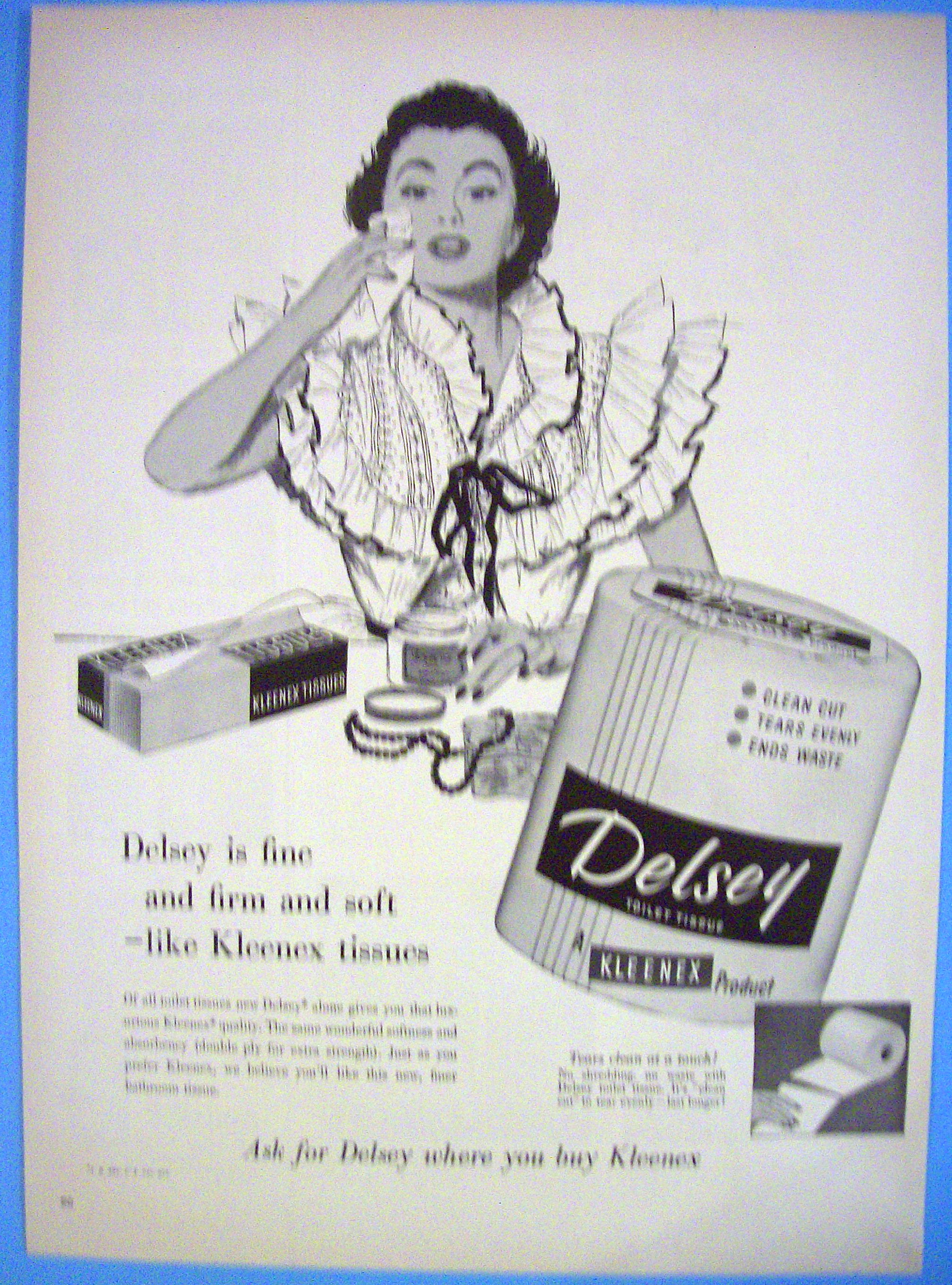 1954 Delsey Tissue with Woman Wiping Face
