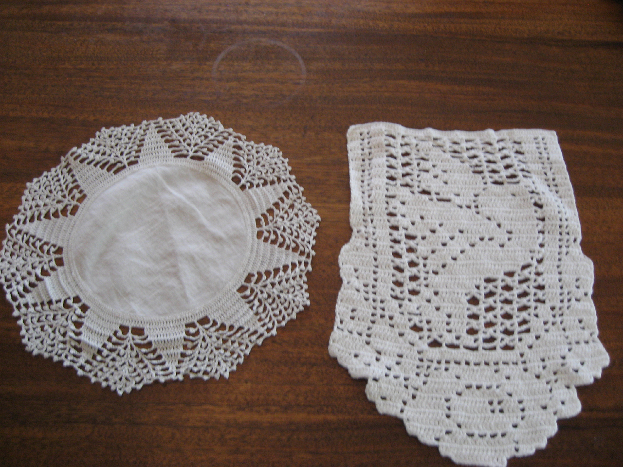 Set of Two White Doilies