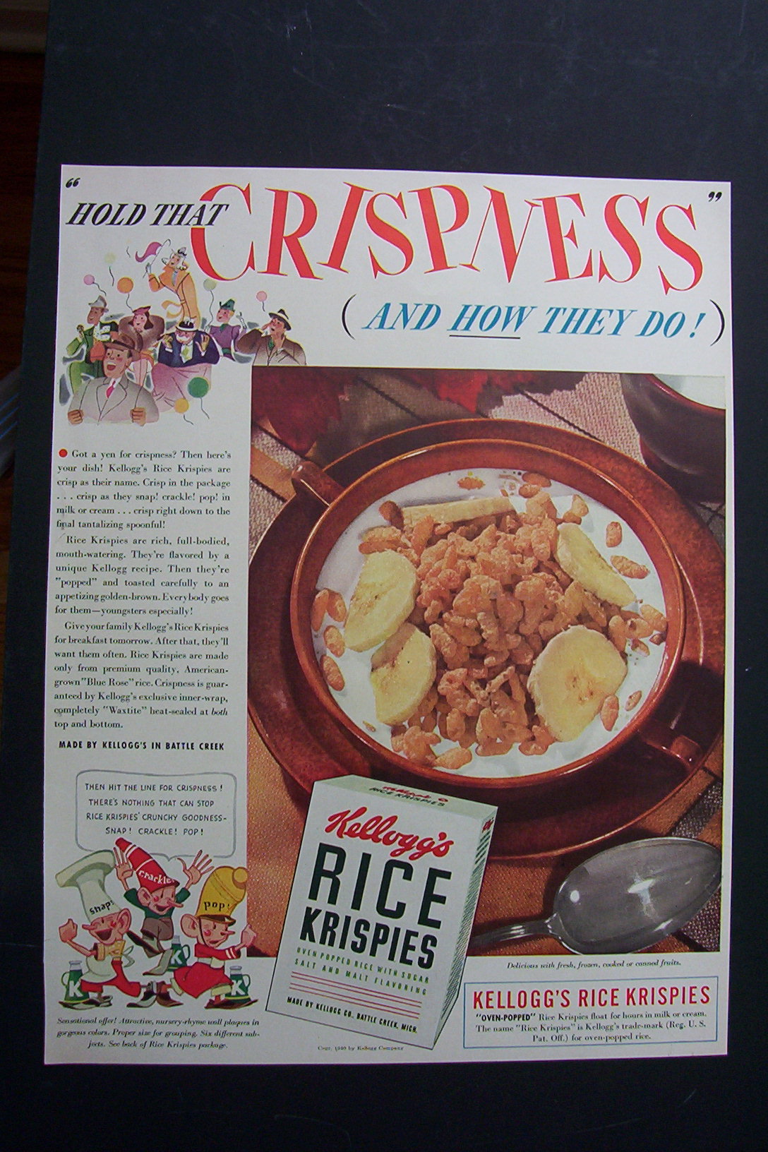 1940 Kellogg's Rice Krispies Cereal w/ the 3 Guys