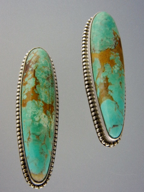 David Troutman Sterling Silver Kingman Turquoise Clips