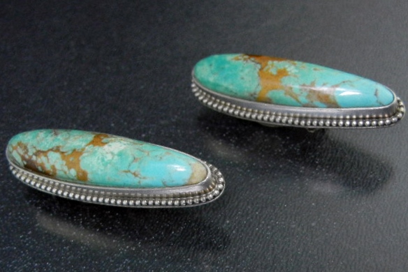 David Troutman Sterling Silver Kingman Turquoise Clips