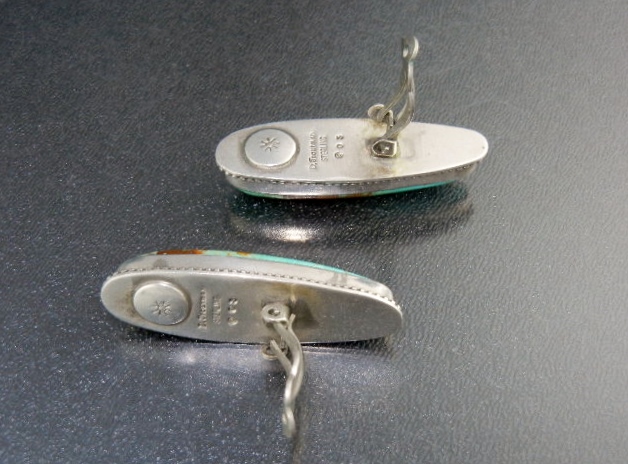 David Troutman Sterling Silver Kingman Turquoise Clips