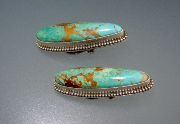 David Troutman Sterling Silver Kingman Turquoise Clips