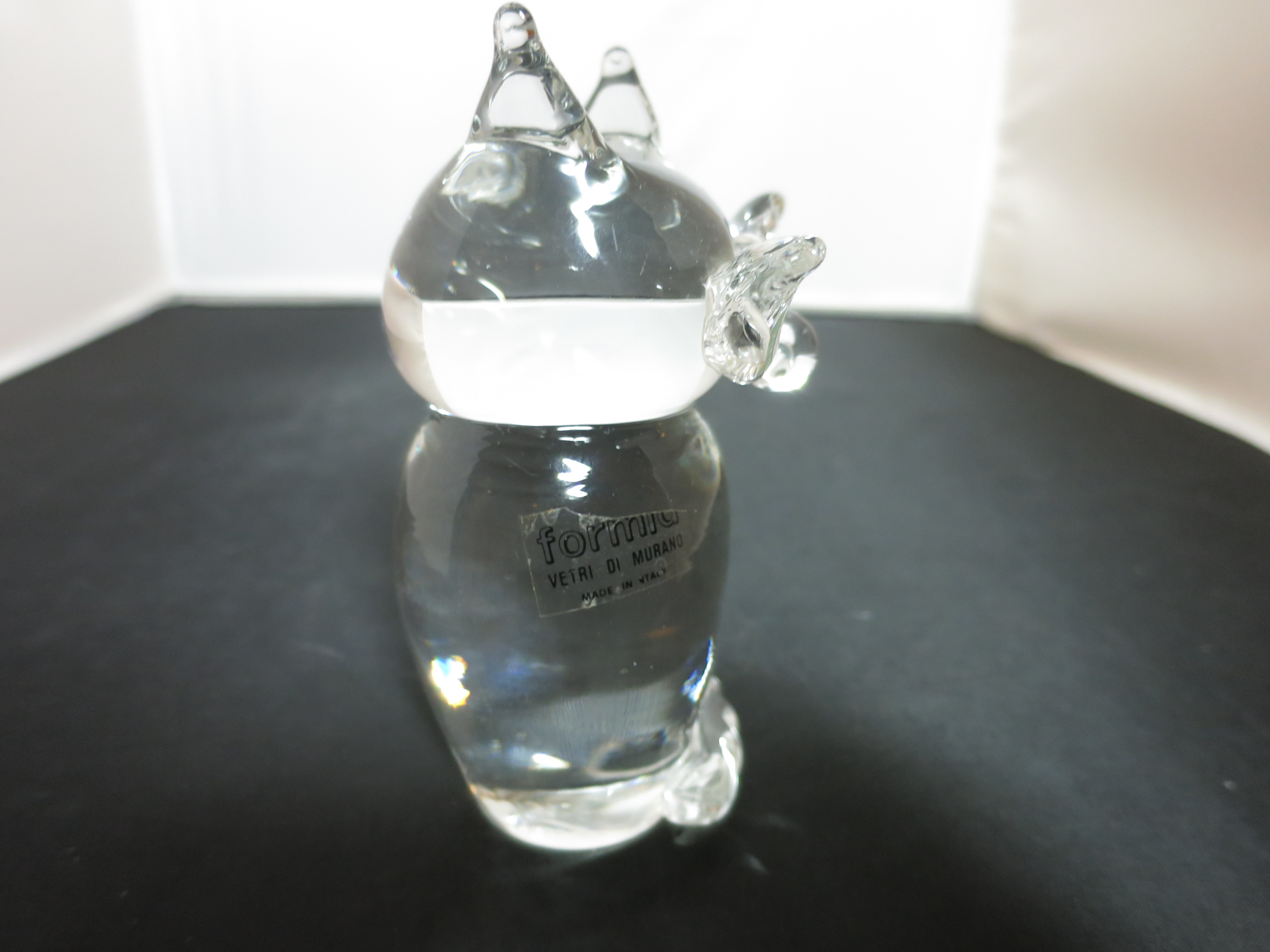 Murano Art Glass Owl made in Formia Vetri Di Itlay Paperweight
