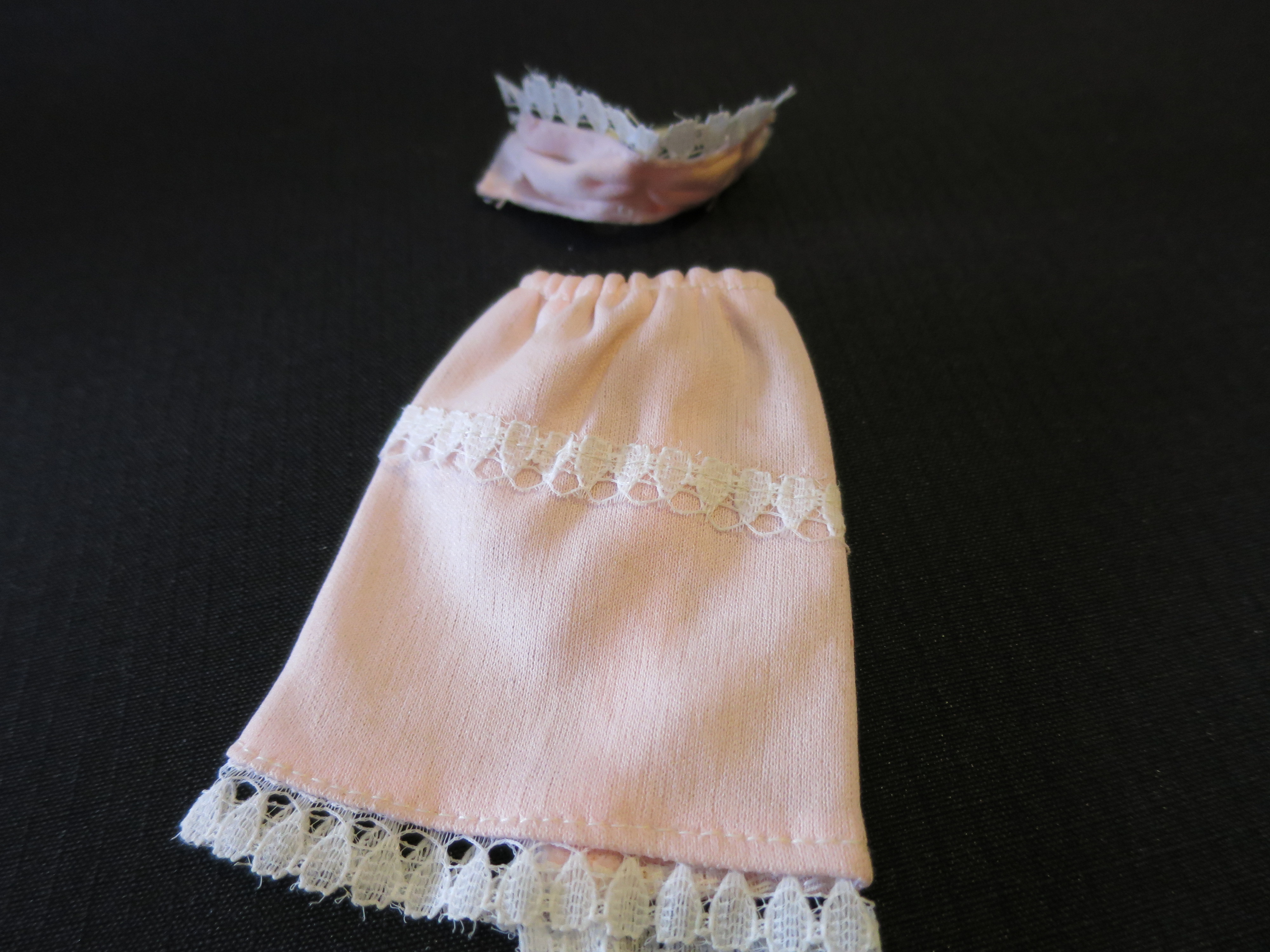 Vintage Barbie Doll Skirt Bikini top Handmade Hand tatted lace