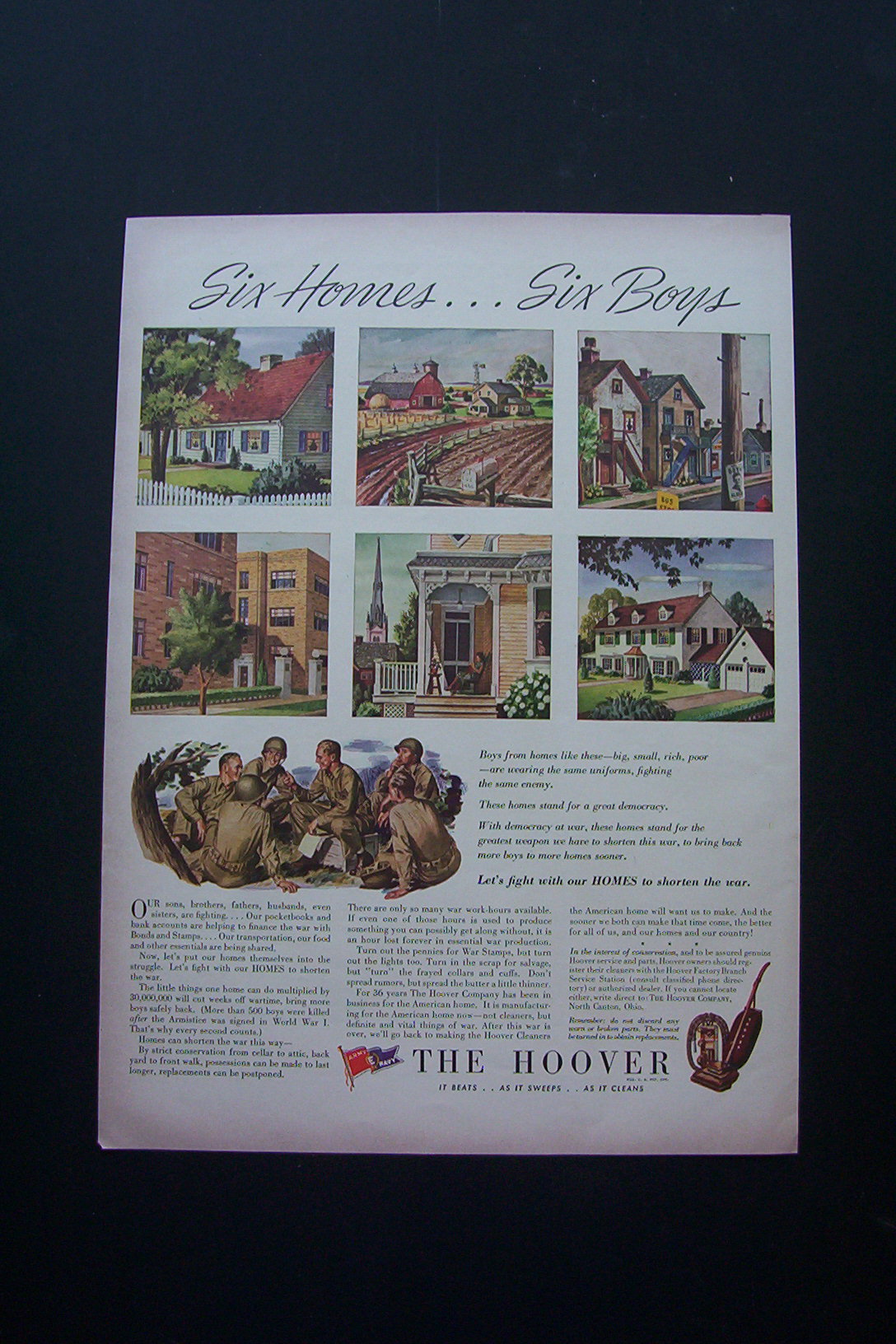 1943 Hoover w/Six Different Homes & Six Soldiers