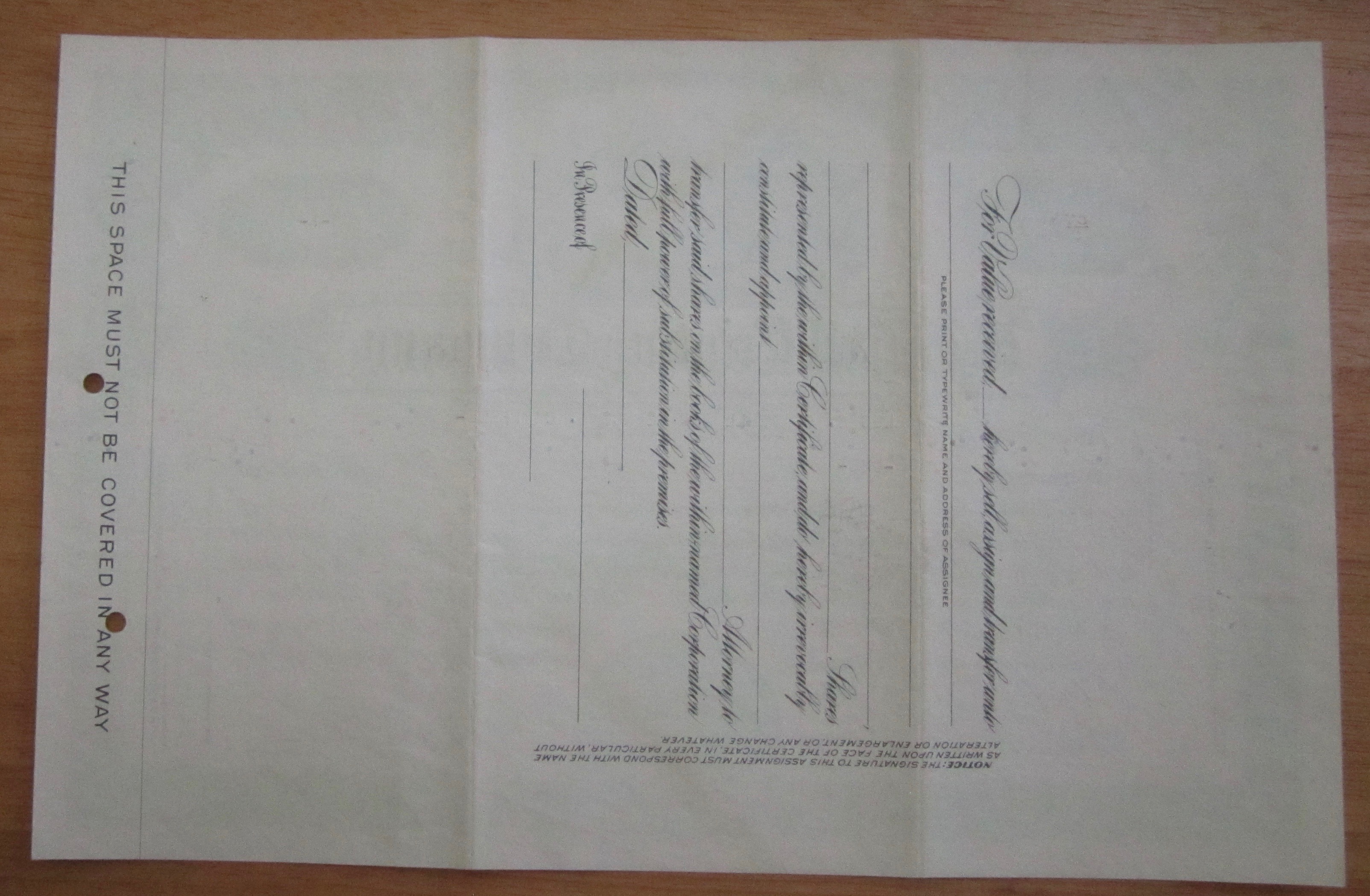 1947 W. F. Hall Printing Company Stock Certificate