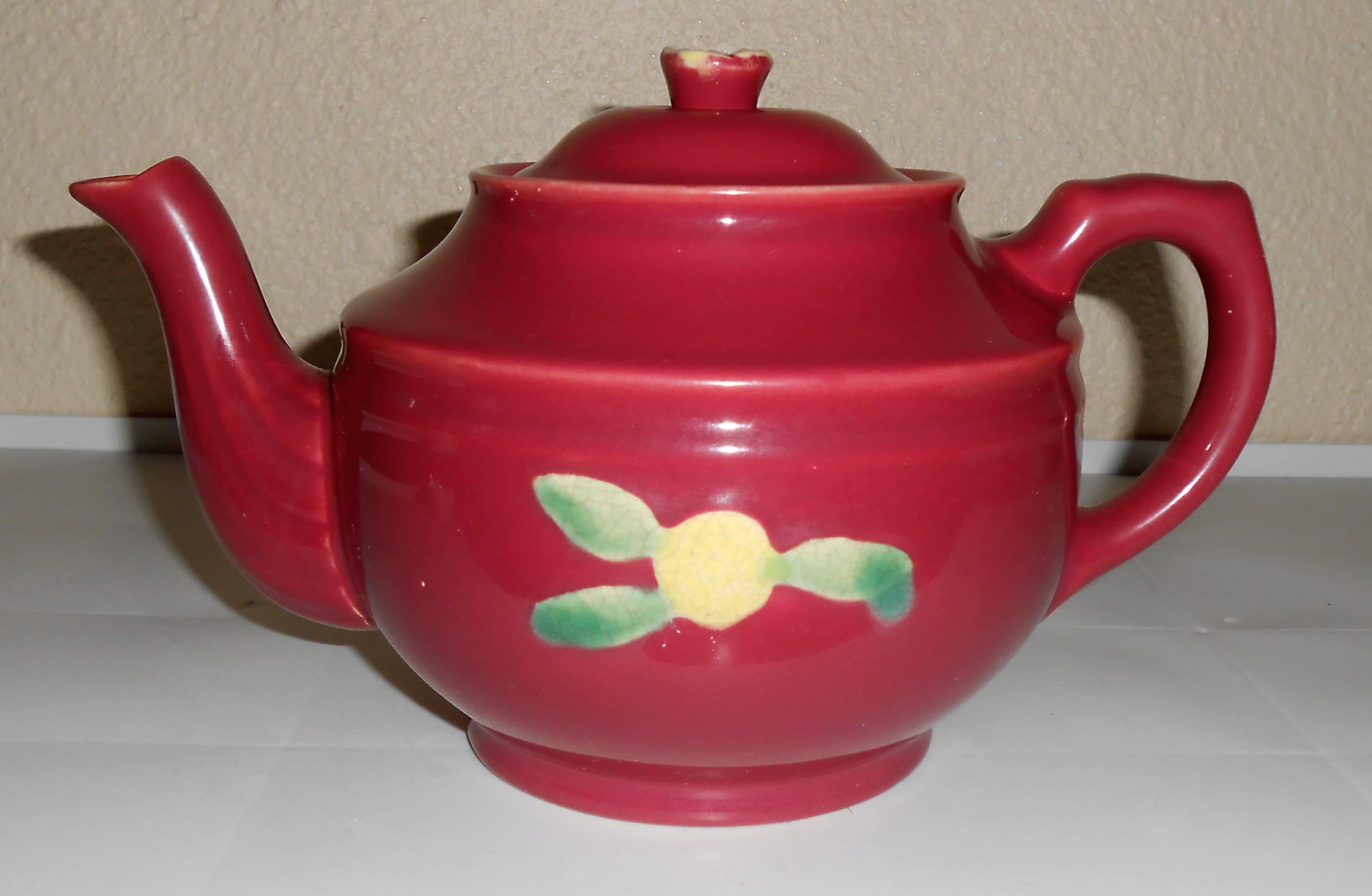 Coors Pottery Rosebud Red Large Teapot! VERY RARE