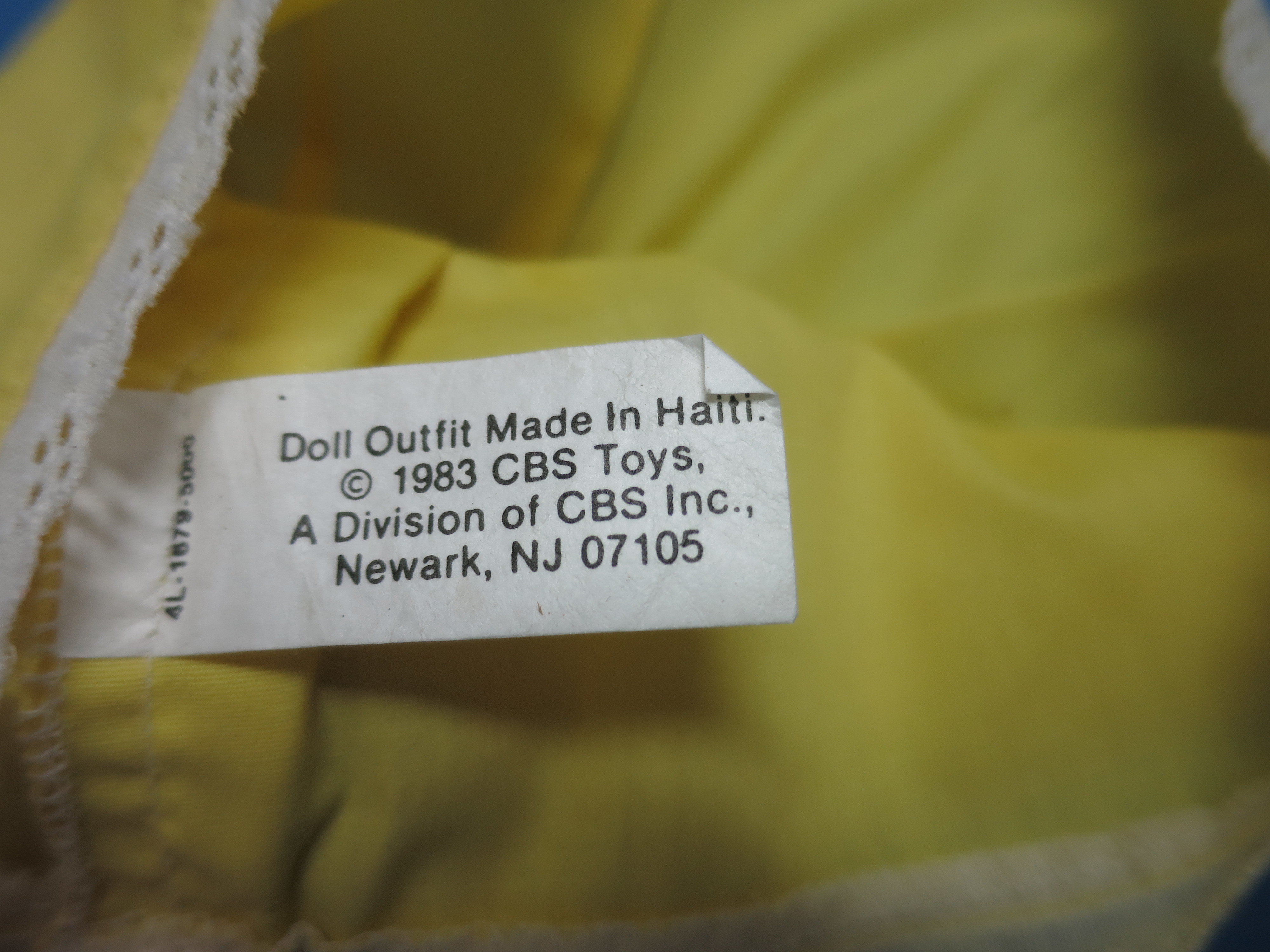 CBS Toys Doll Dress Yellow with eyelet lace trim
