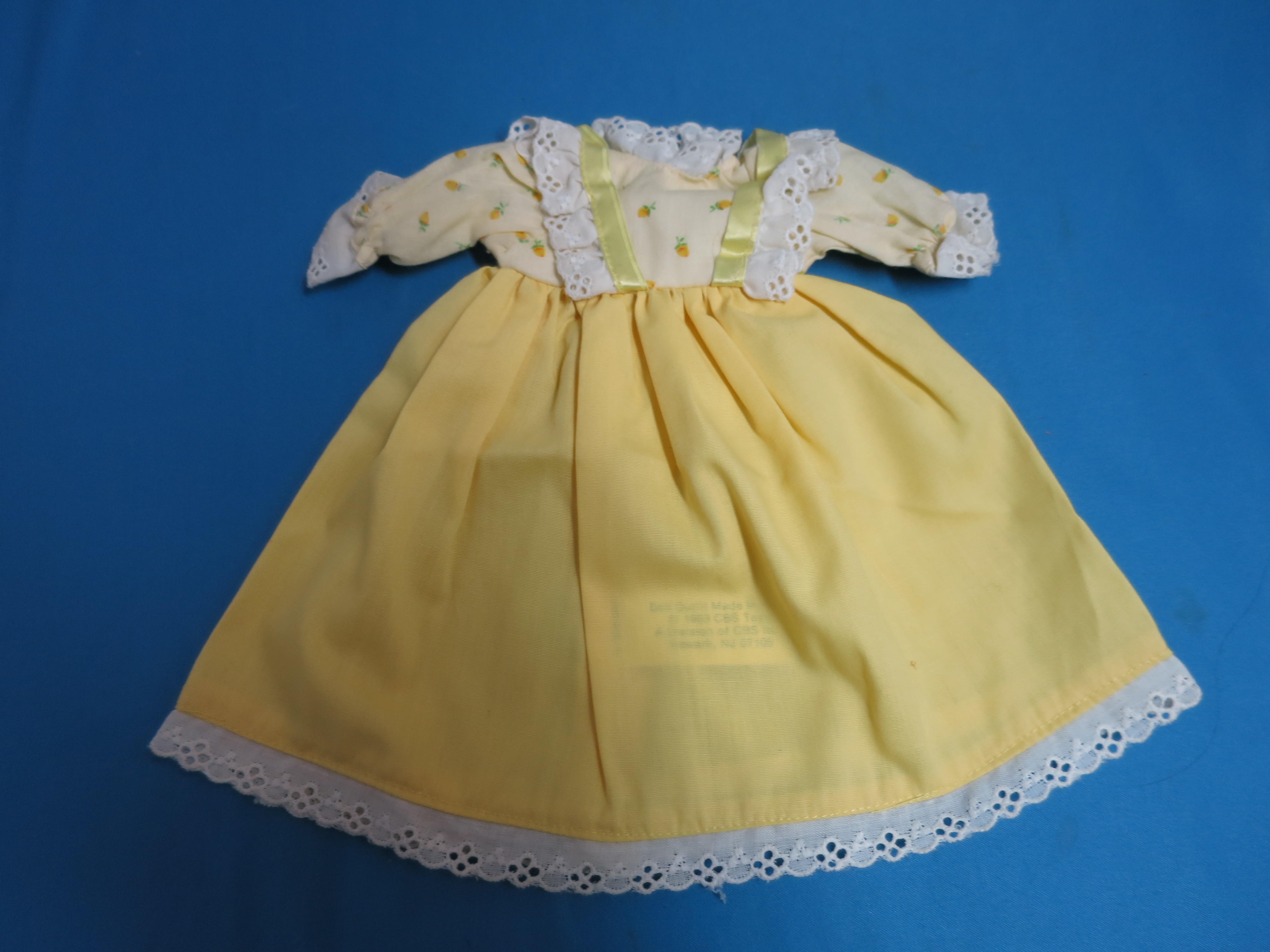 CBS Toys Doll Dress Yellow with eyelet lace trim