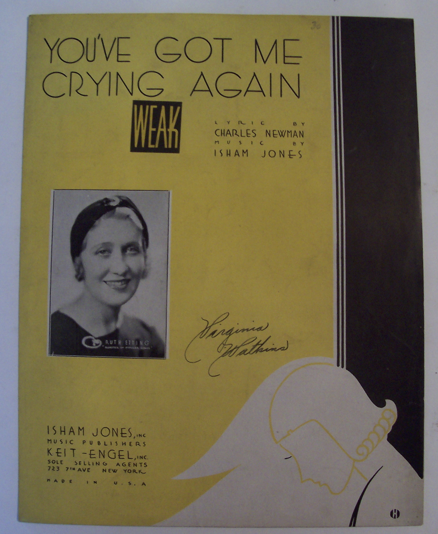 Sheet Music For 1933 You've Got Me Crying Again