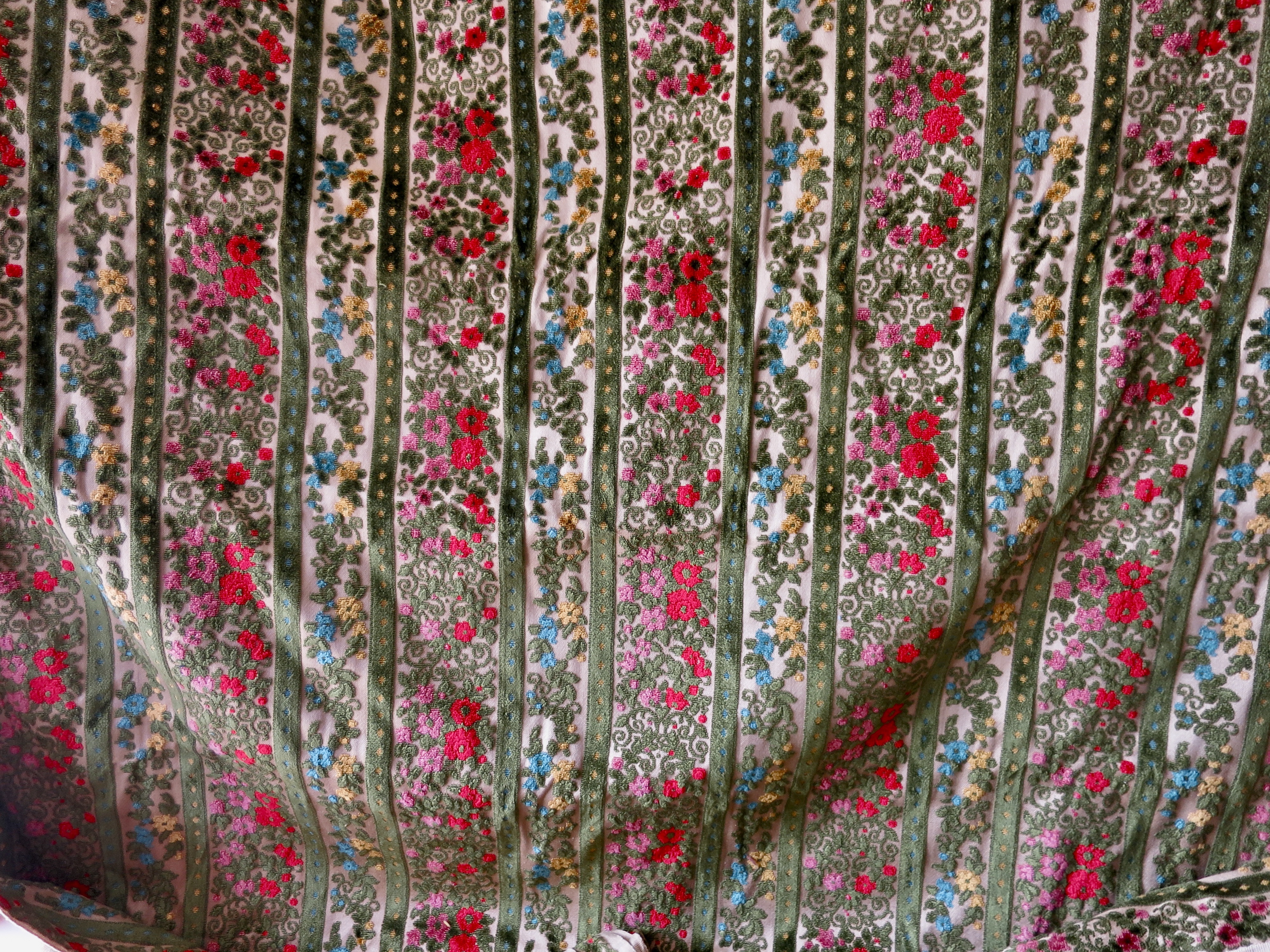 Antique Fabric Velvet with cut out pattern pile on woven cotton