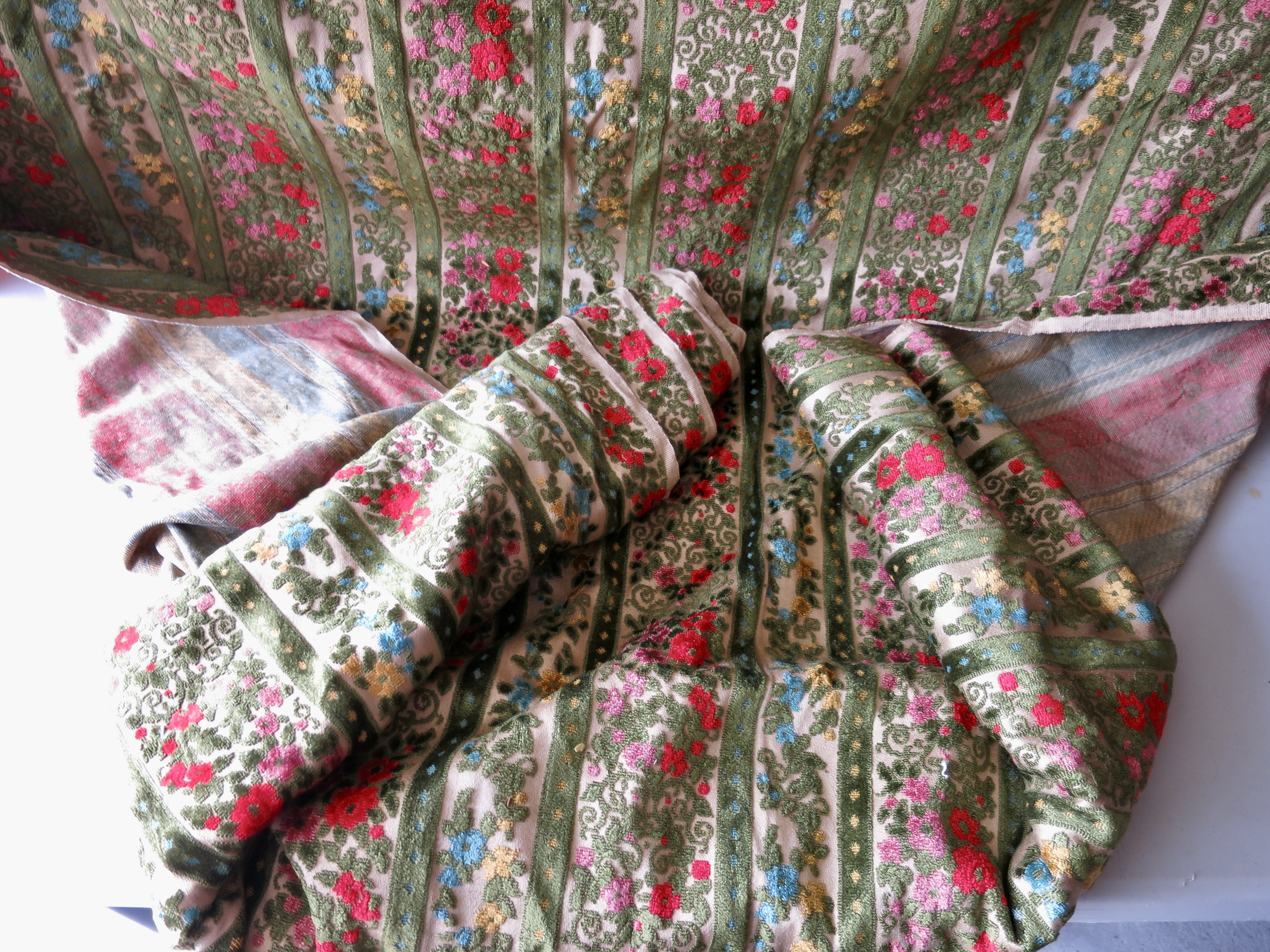 Antique Fabric Velvet with cut out pattern pile on woven cotton