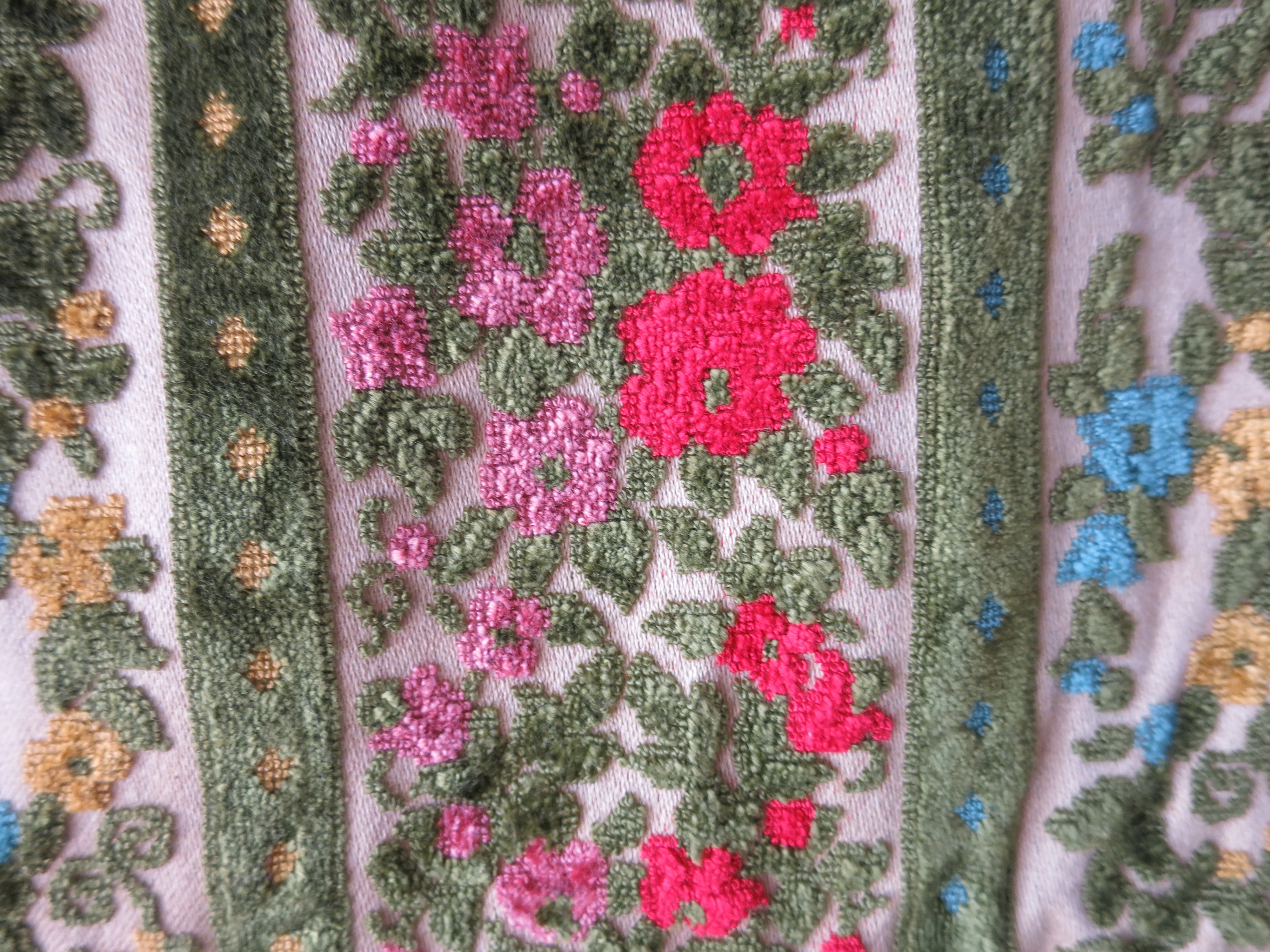 Antique Fabric Velvet with cut out pattern pile on woven cotton