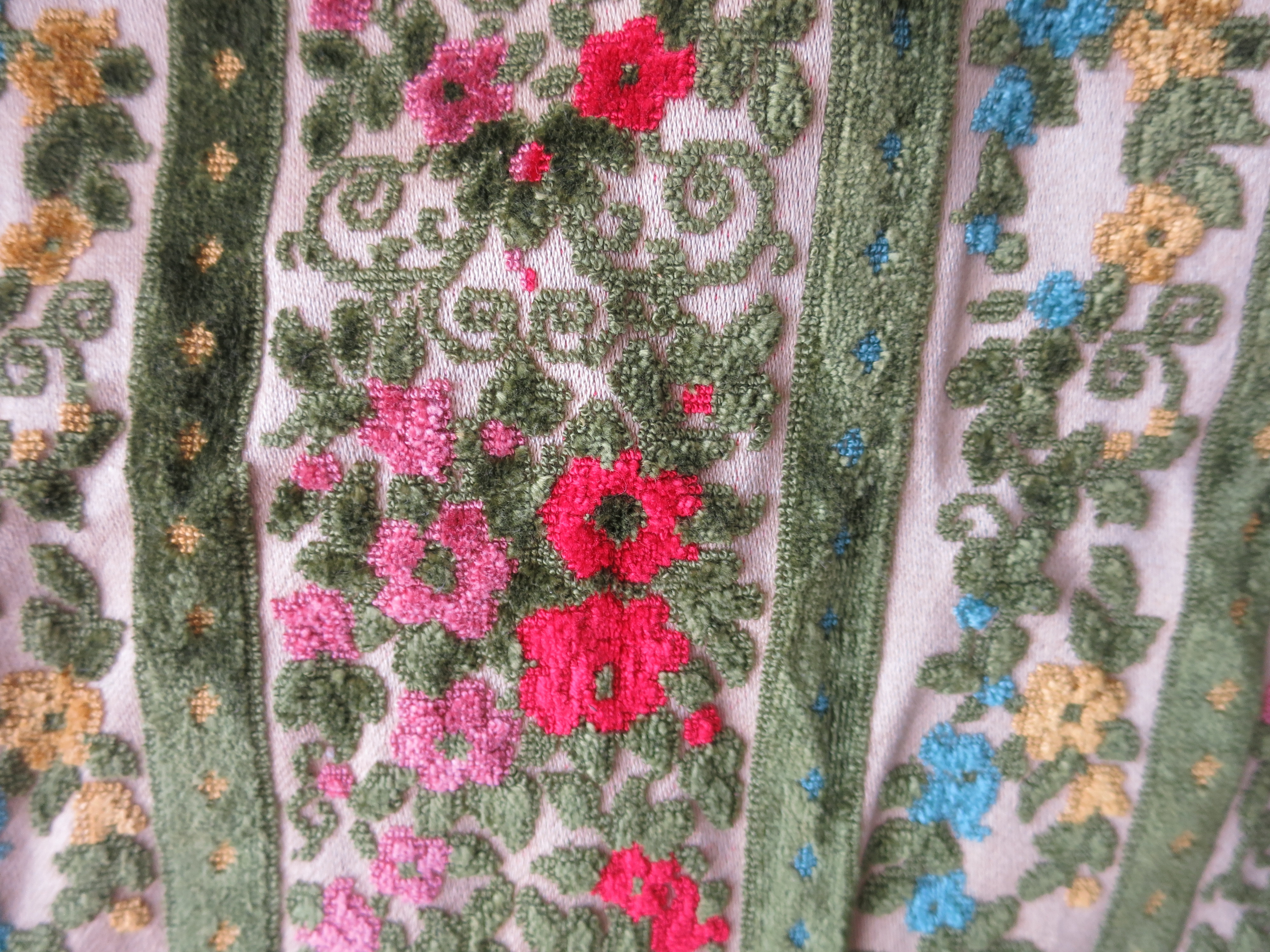Antique Fabric Velvet with cut out pattern pile on woven cotton
