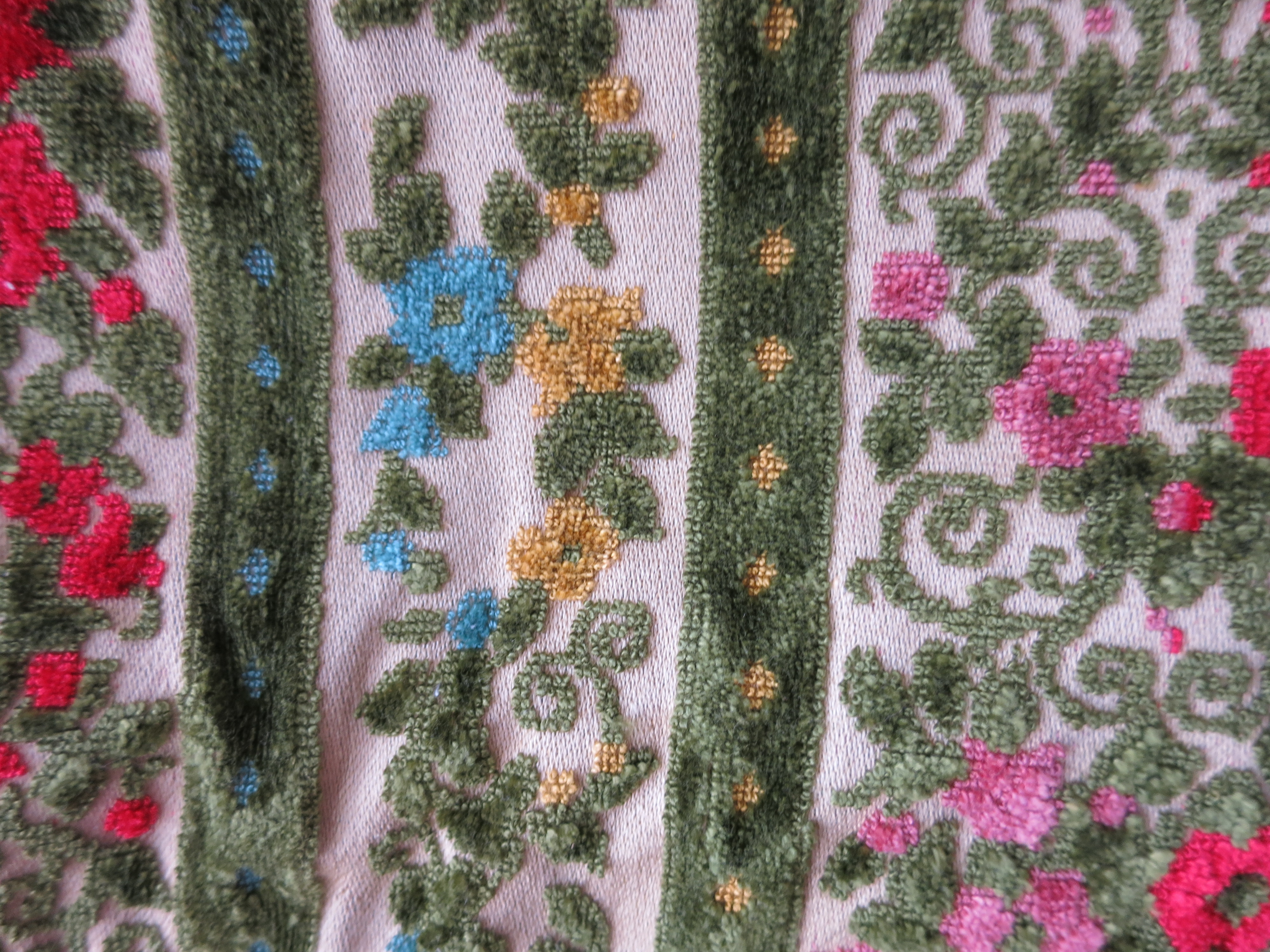 Antique Fabric Velvet with cut out pattern pile on woven cotton