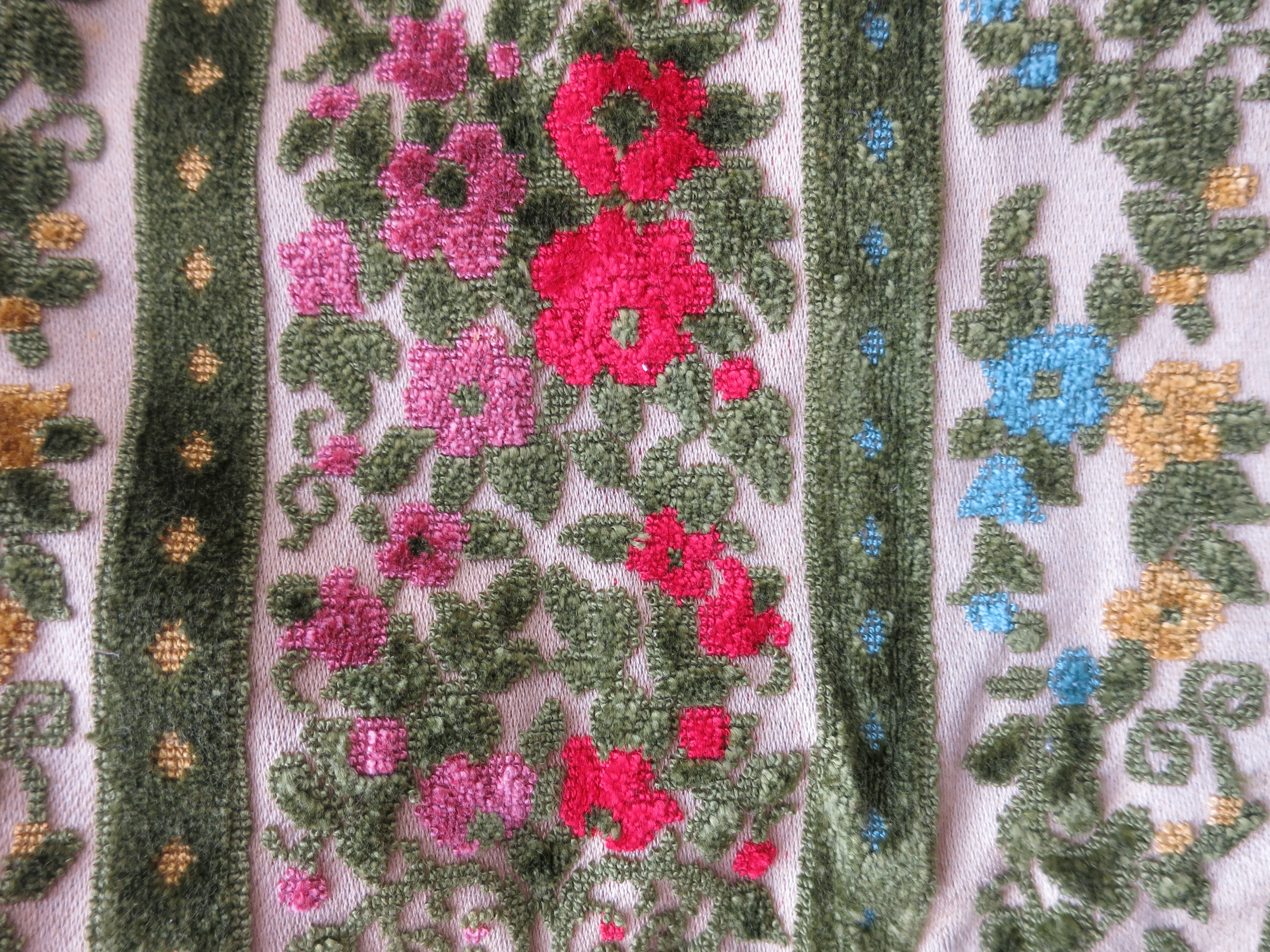 Antique Fabric Velvet with cut out pattern pile on woven cotton