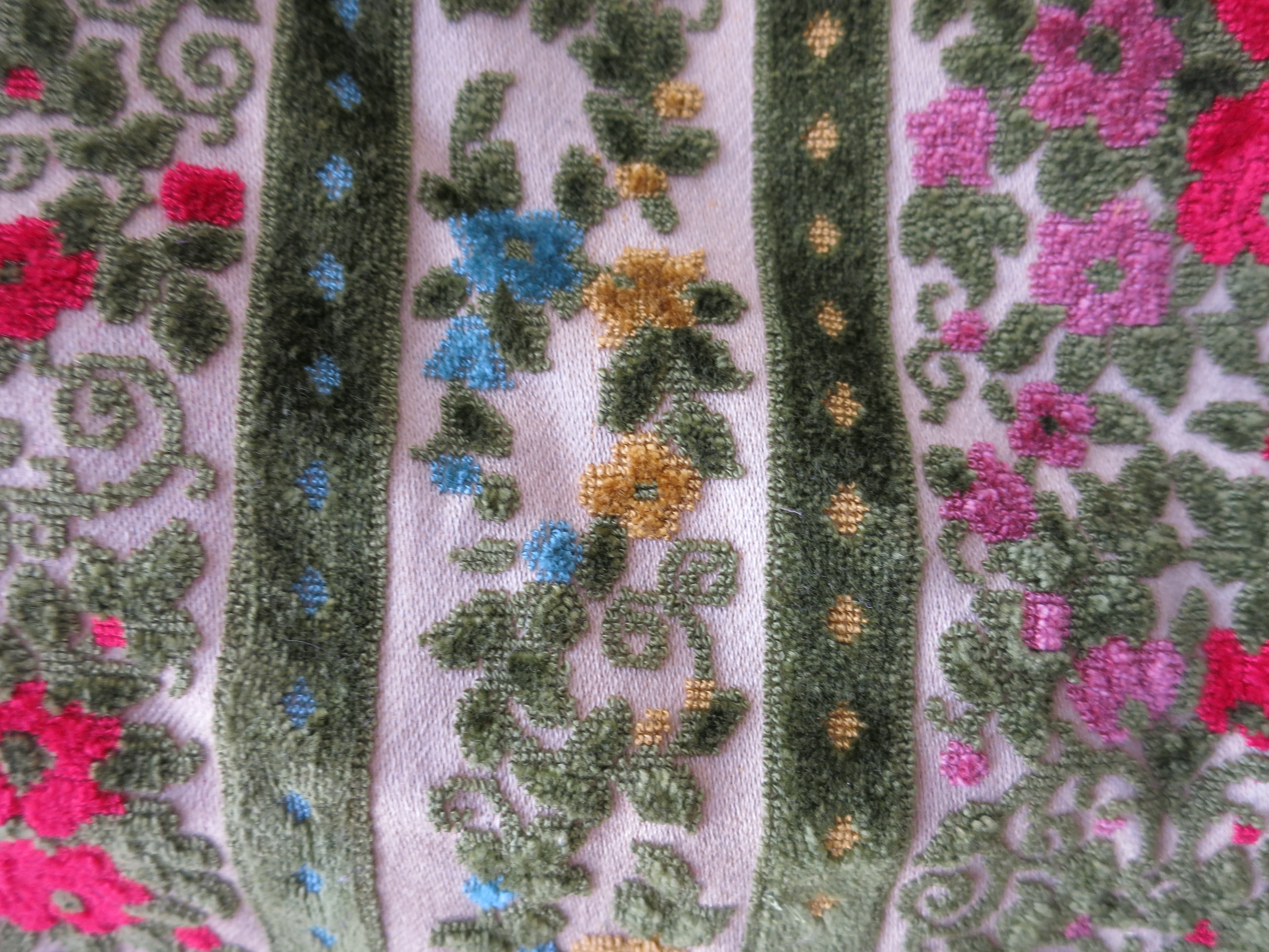 Antique Fabric Velvet with cut out pattern pile on woven cotton